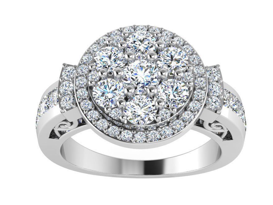 7-Stone bright diaond ring with small stones 3000 3D print model 3D print model_2