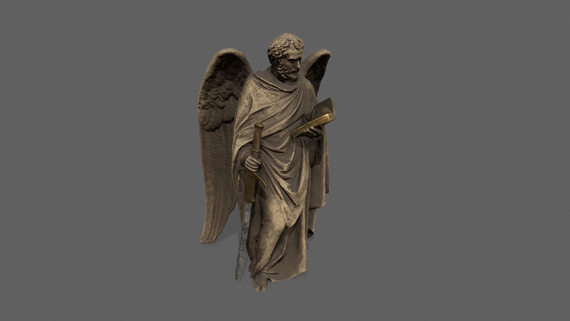 Old Man Statue Low-poly 3D model_2