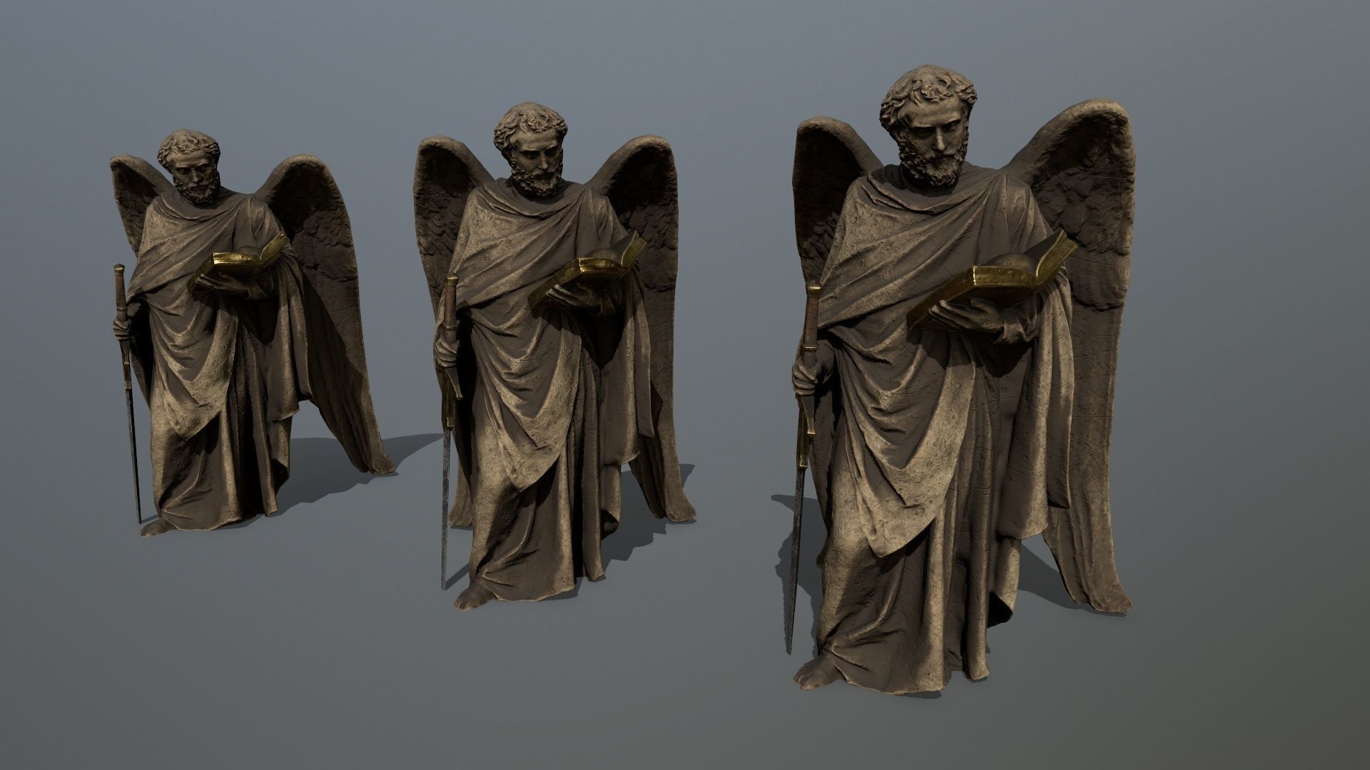 Old Man Statue Low-poly 3D model_10