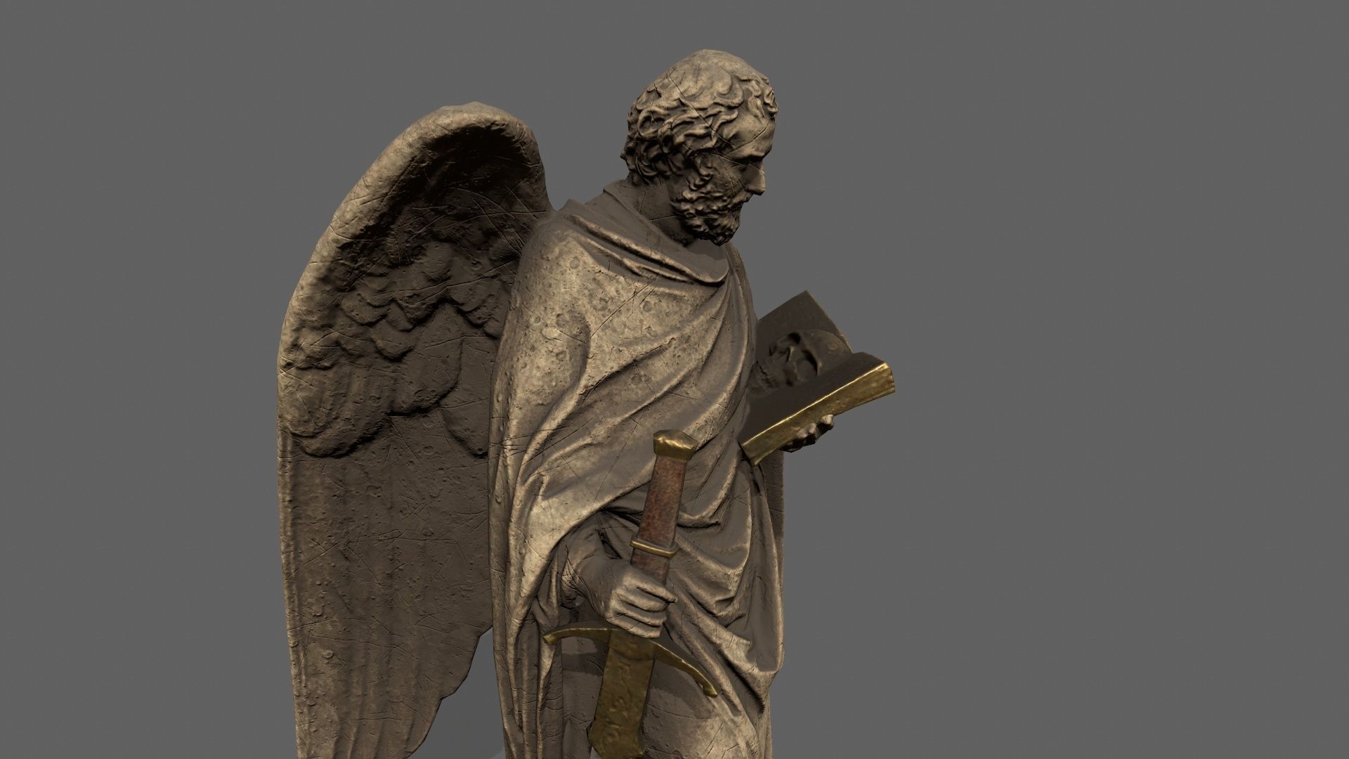 Old Man Statue Low-poly 3D model_9