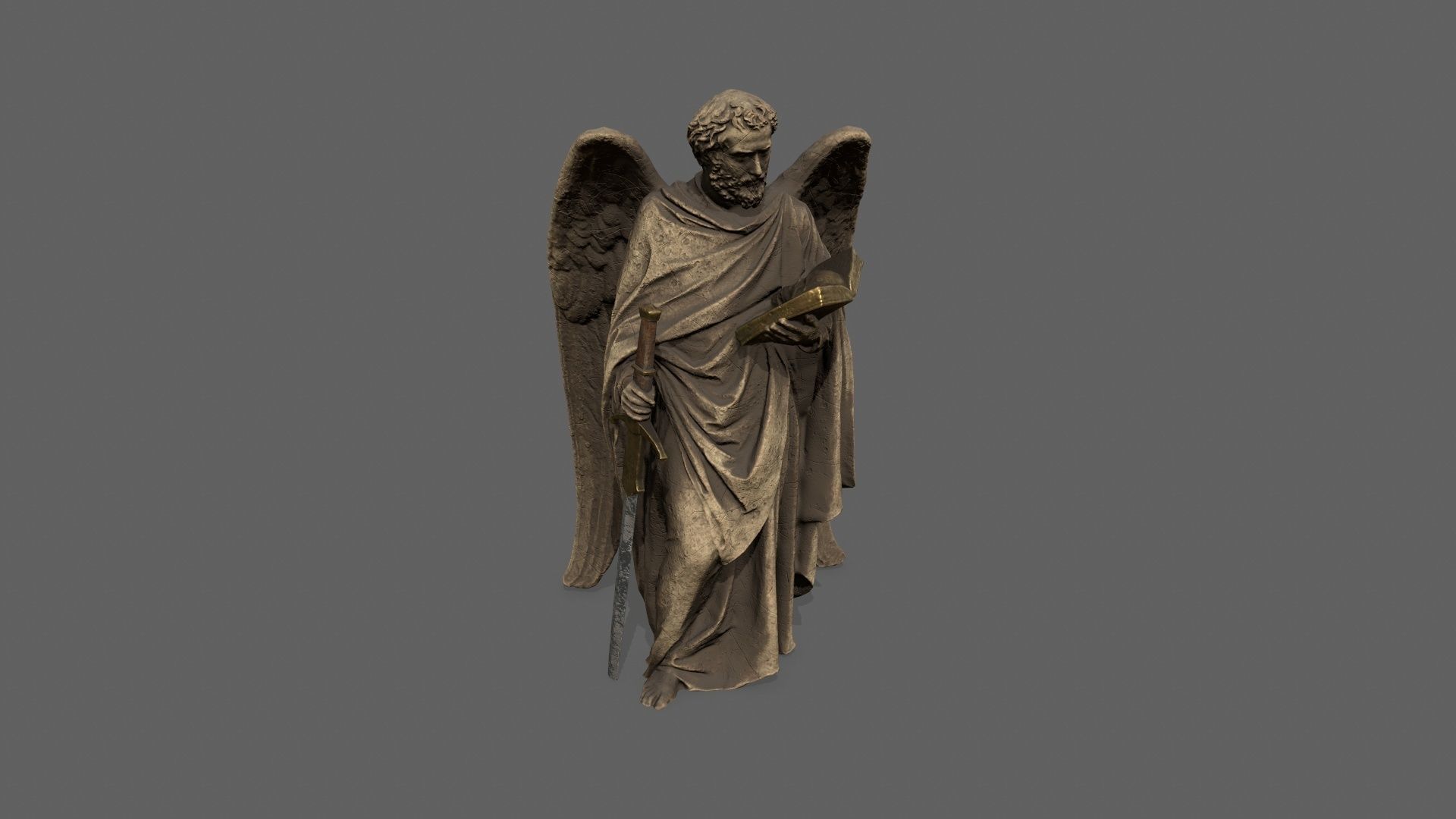 Old Man Statue Low-poly 3D model_8