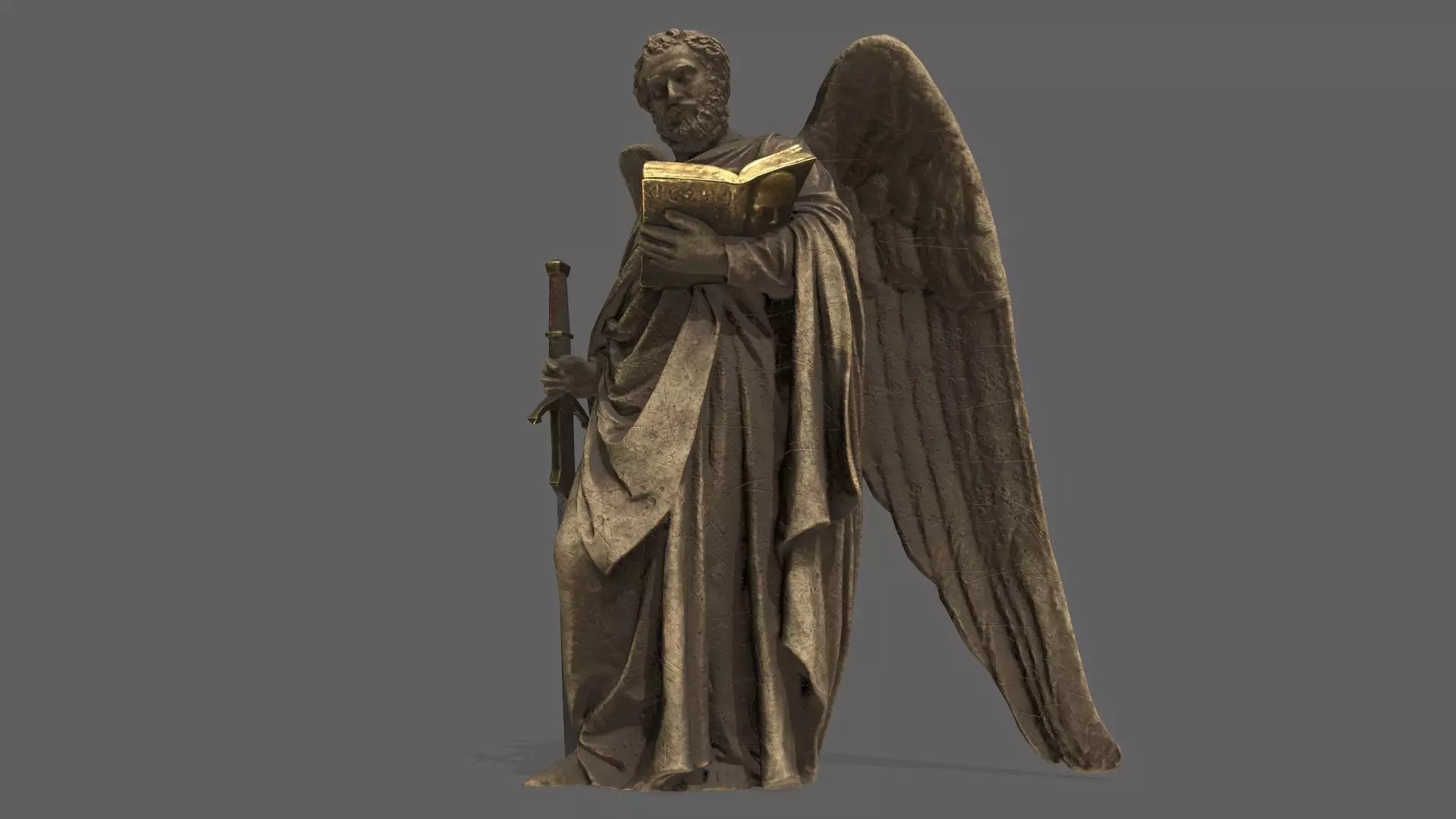 Old Man Statue Low-poly 3D model_0