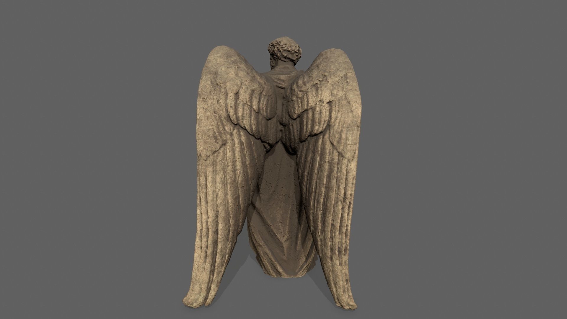 Old Man Statue Low-poly 3D model_5