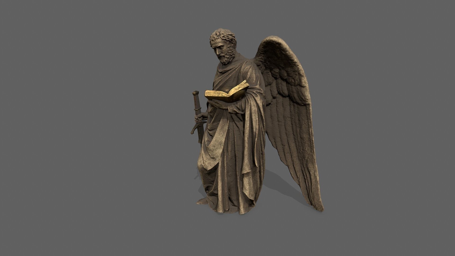 Old Man Statue Low-poly 3D model_7