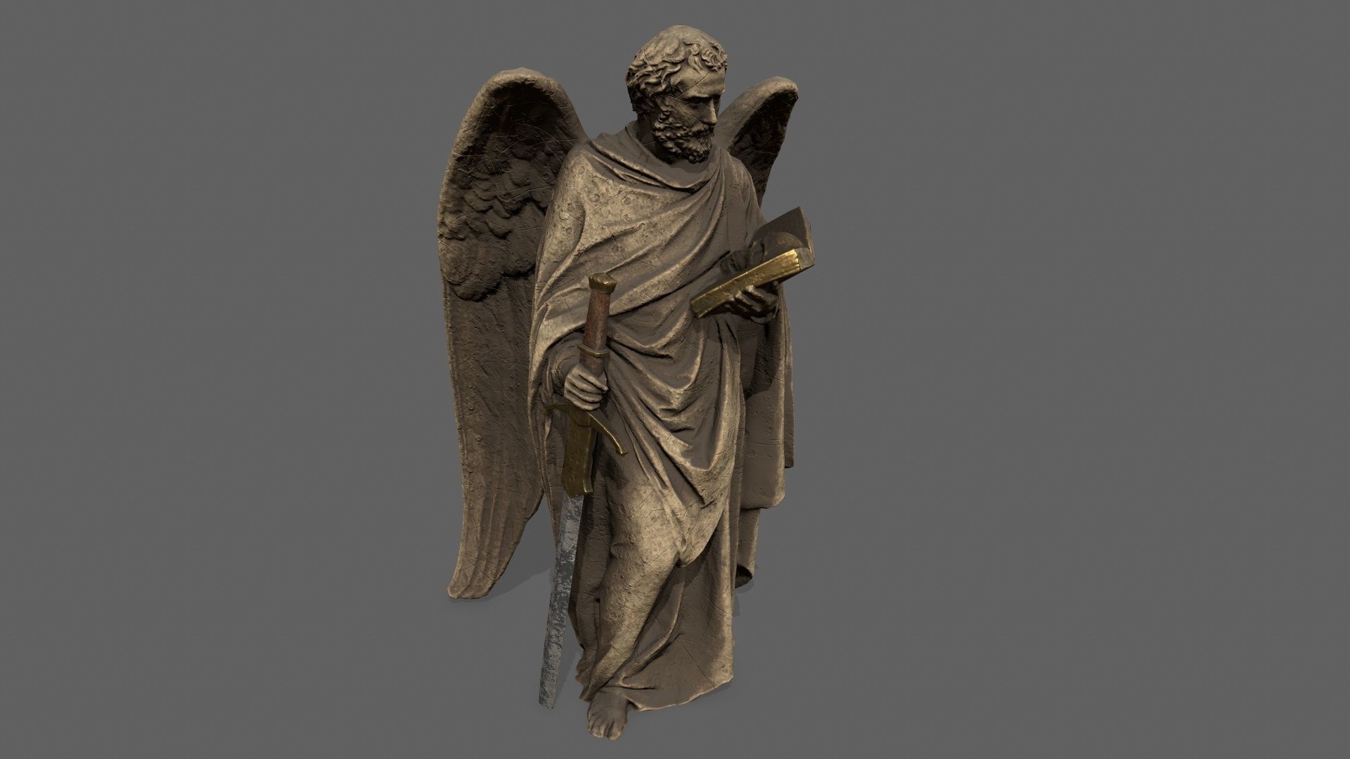 Old Man Statue Low-poly 3D model_1