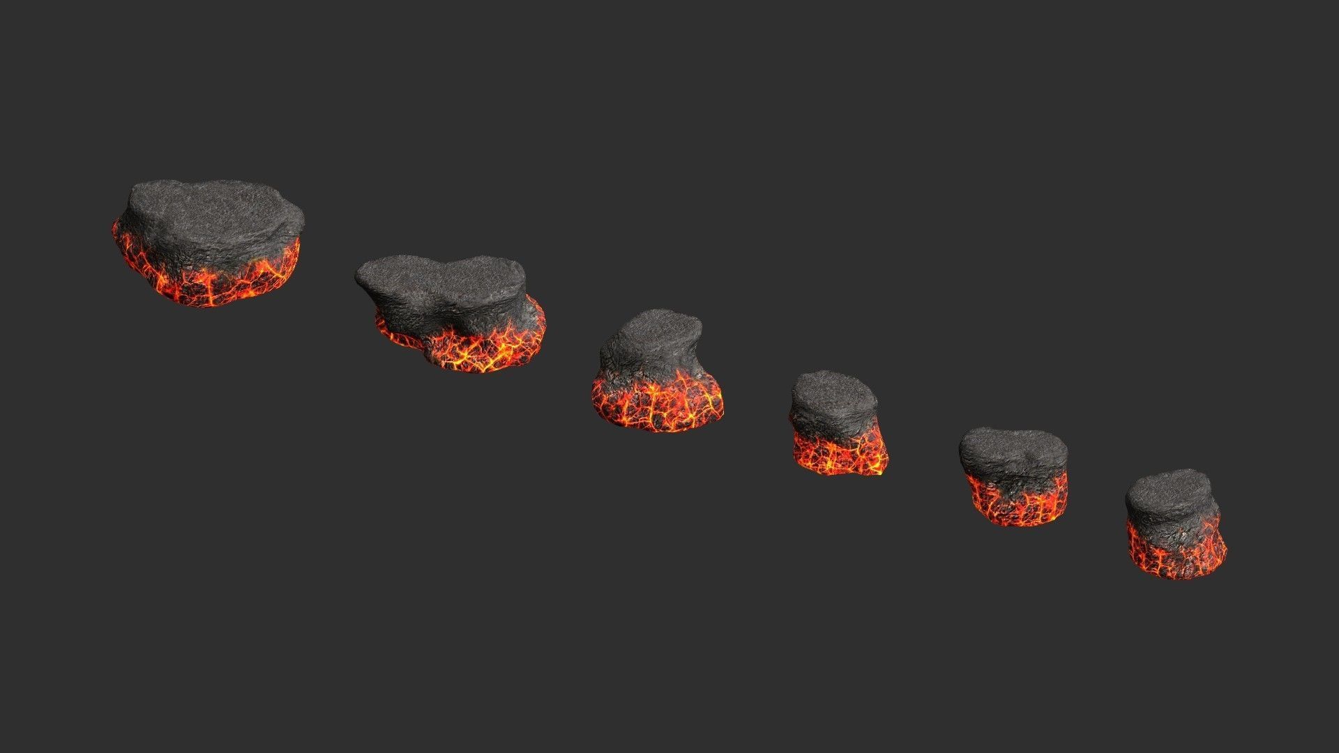 Short Flat Rocks - Lava Low-poly 3D model_12