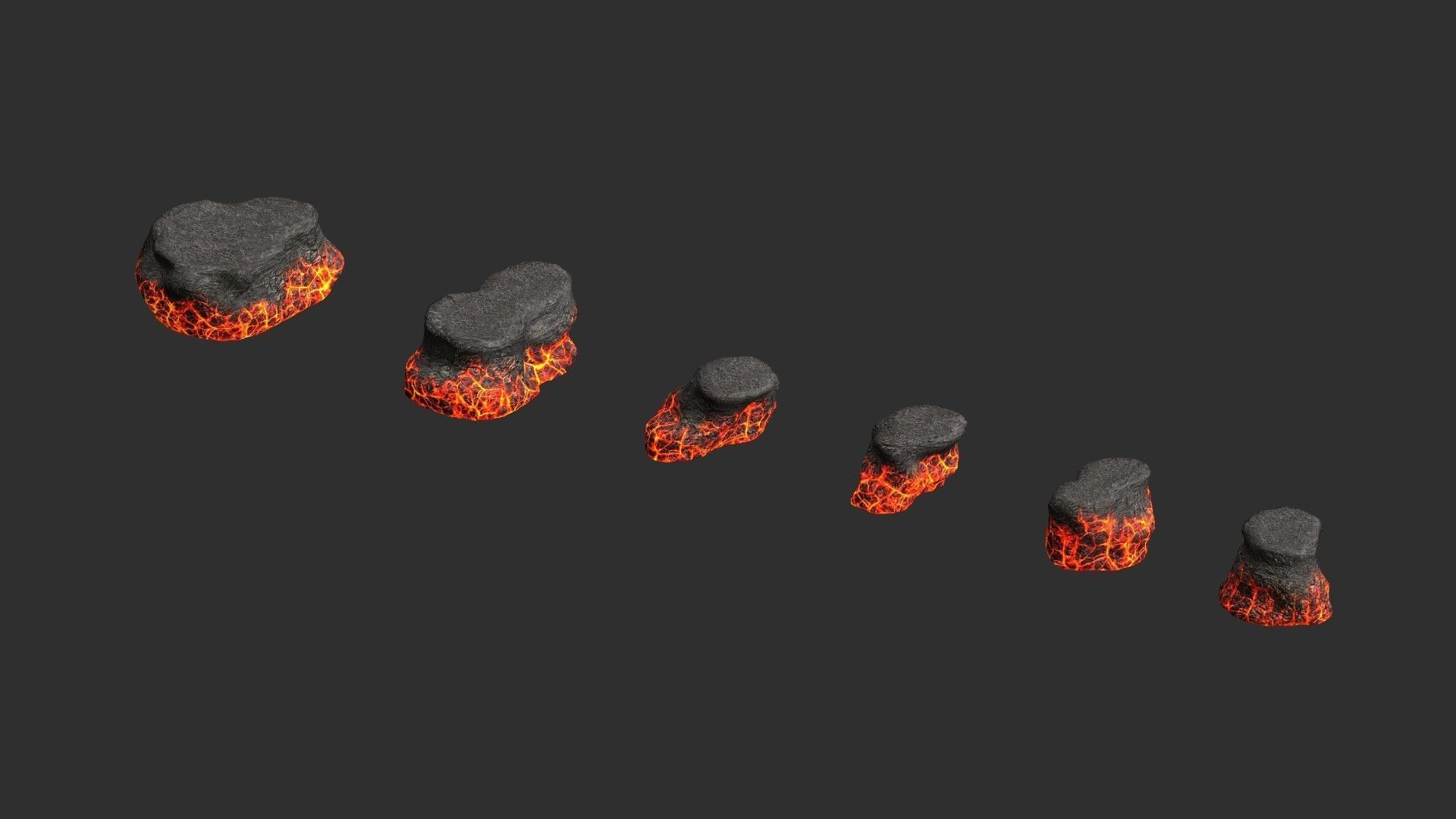 Short Flat Rocks - Lava Low-poly 3D model_13