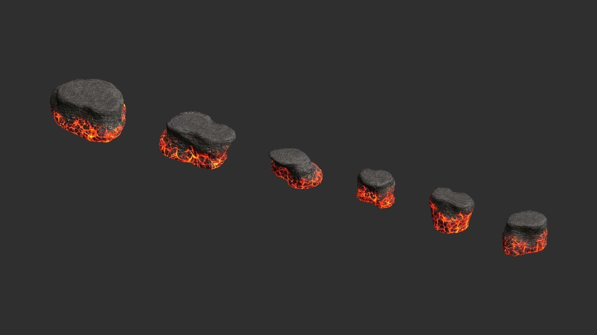 Short Flat Rocks - Lava Low-poly 3D model_14
