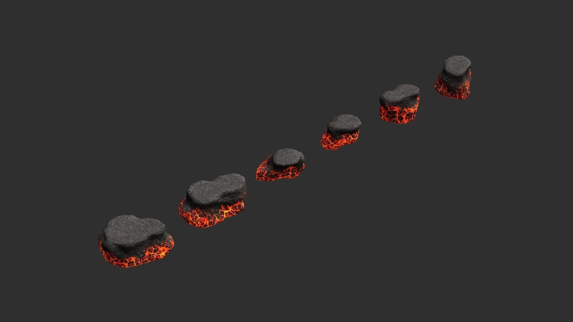 Short Flat Rocks - Lava Low-poly 3D model_4