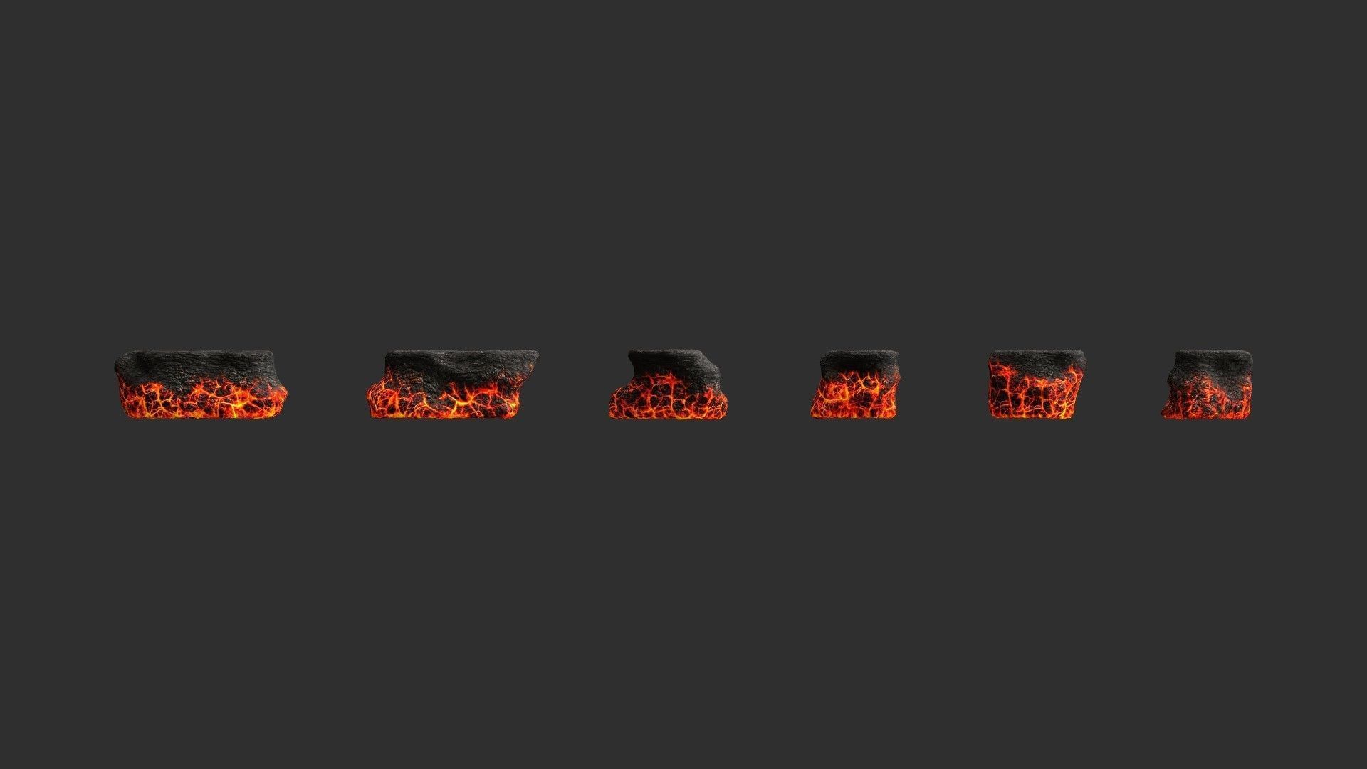 Short Flat Rocks - Lava Low-poly 3D model_1