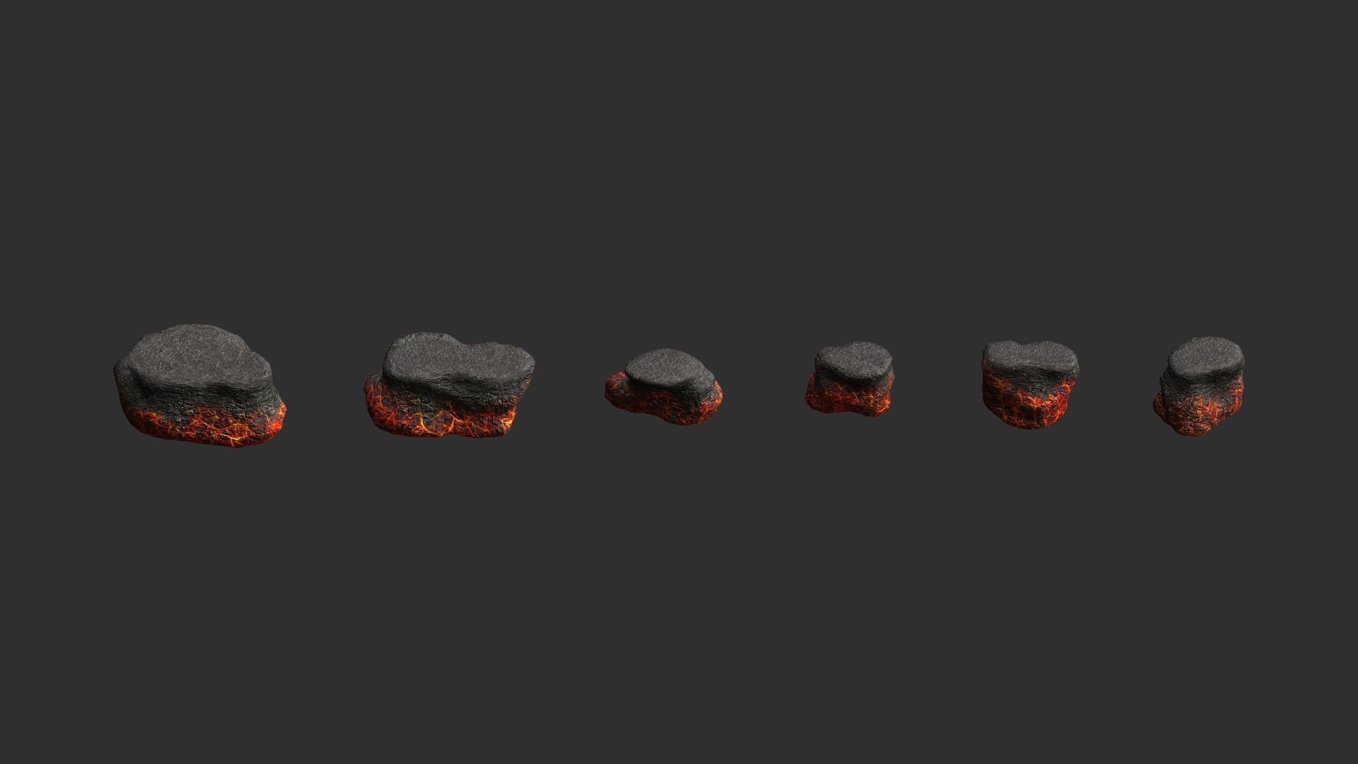 Short Flat Rocks - Lava Low-poly 3D model_3