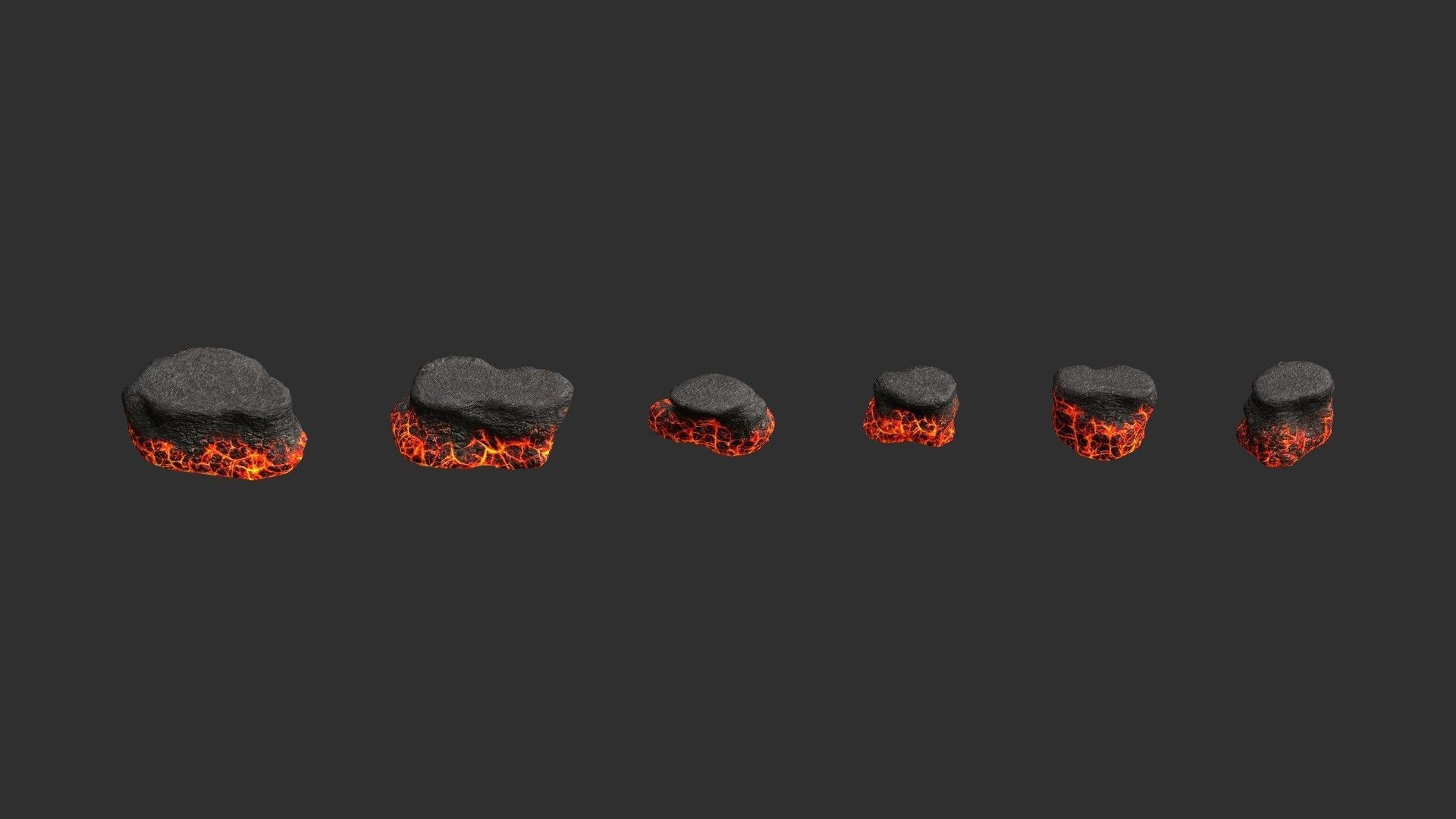 Short Flat Rocks - Lava Low-poly 3D model_2