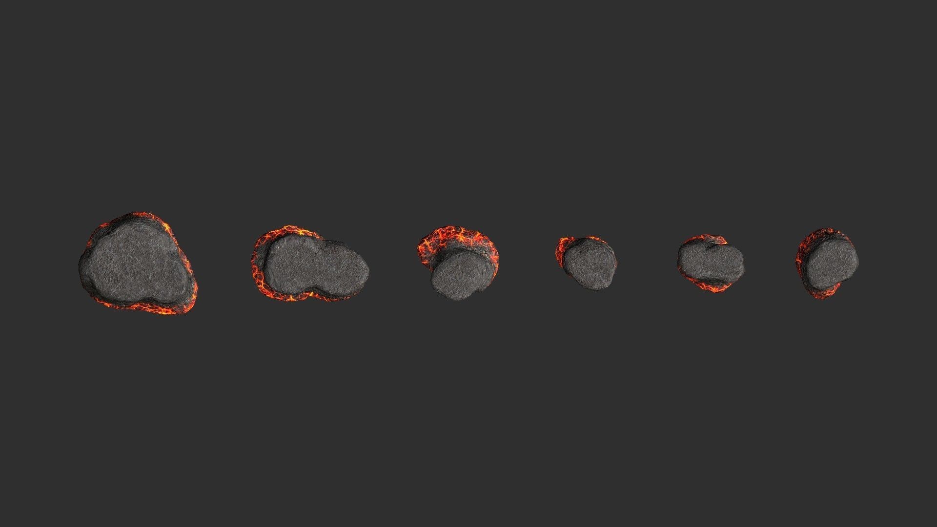 Short Flat Rocks - Lava Low-poly 3D model_5