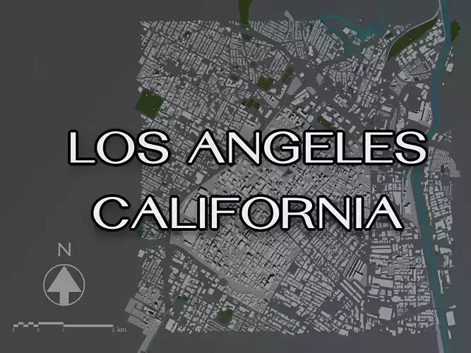 Los Angeles downtown USA - mass buildings 3D model