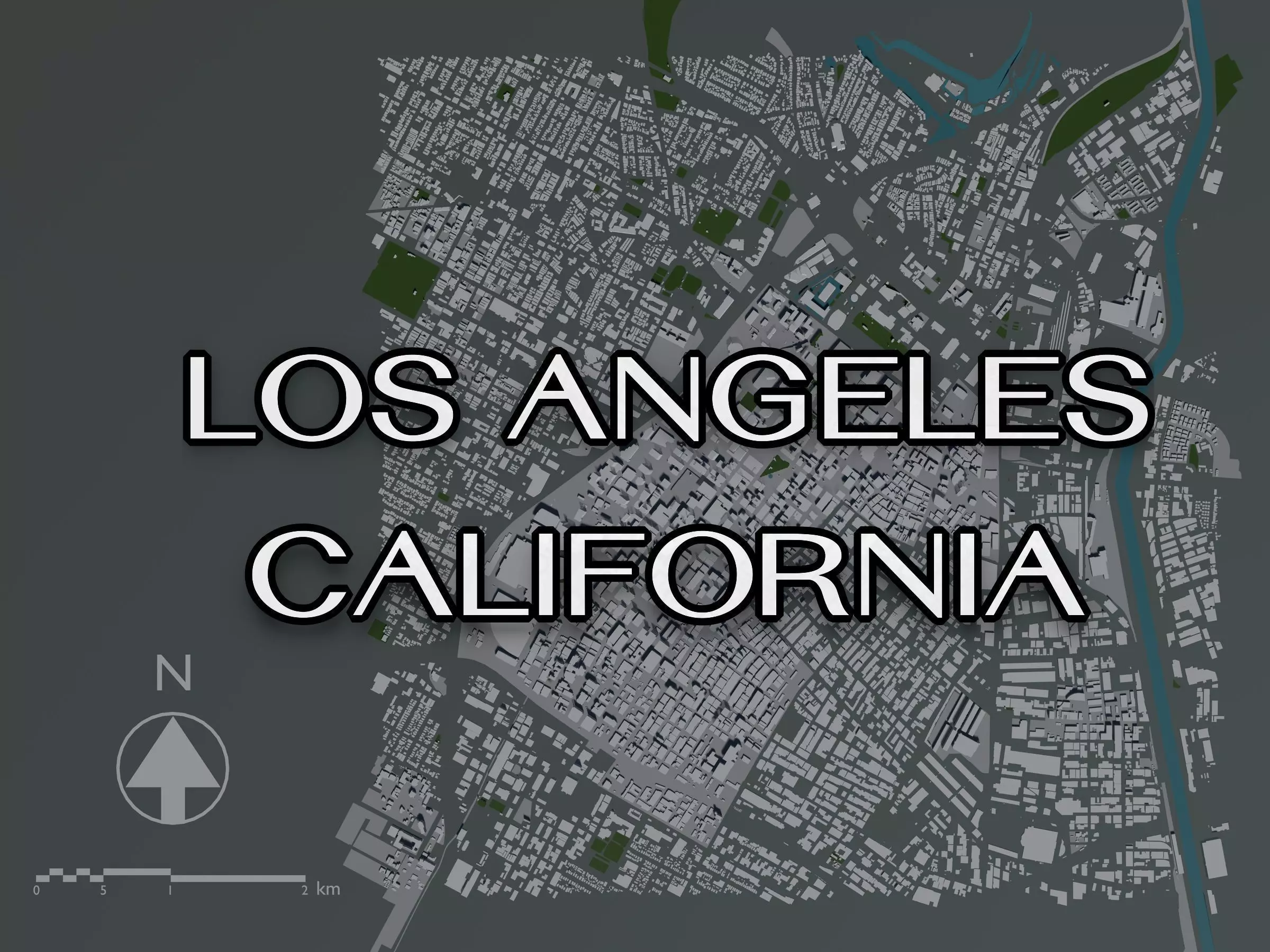 Los Angeles downtown USA - mass buildings 3D model_0