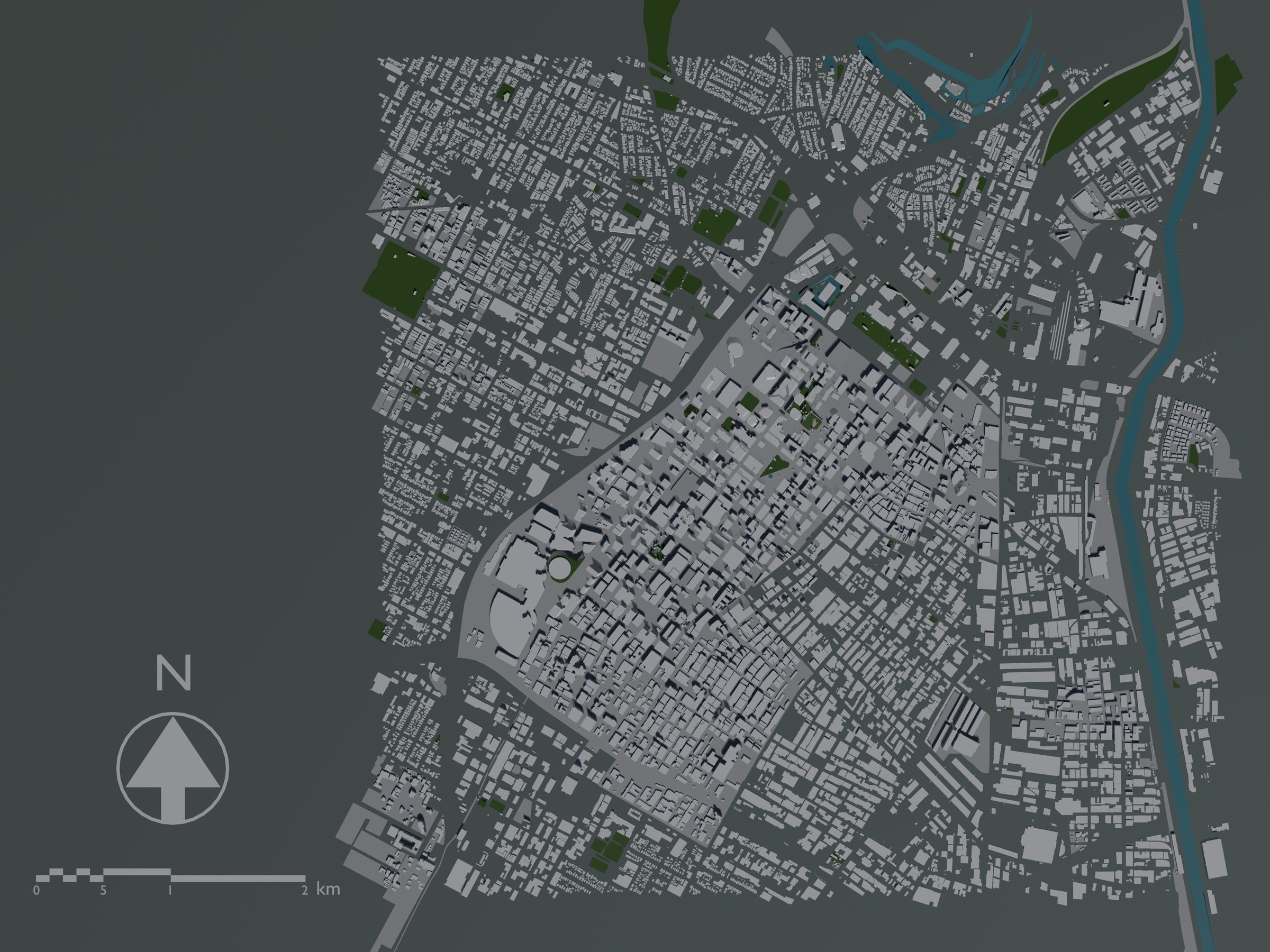 Los Angeles downtown USA - mass buildings 3D model_1