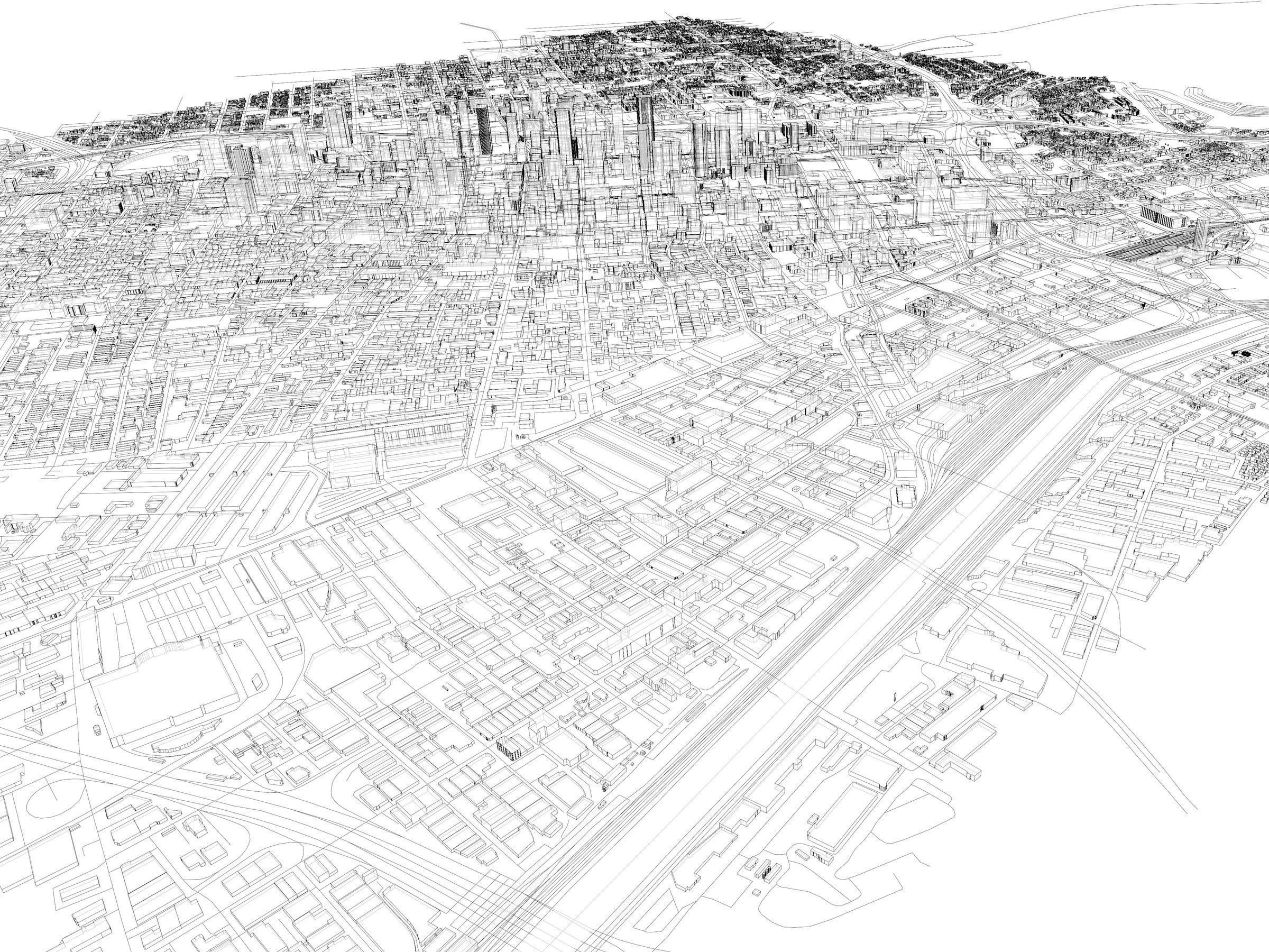 Los Angeles downtown USA - mass buildings 3D model_7