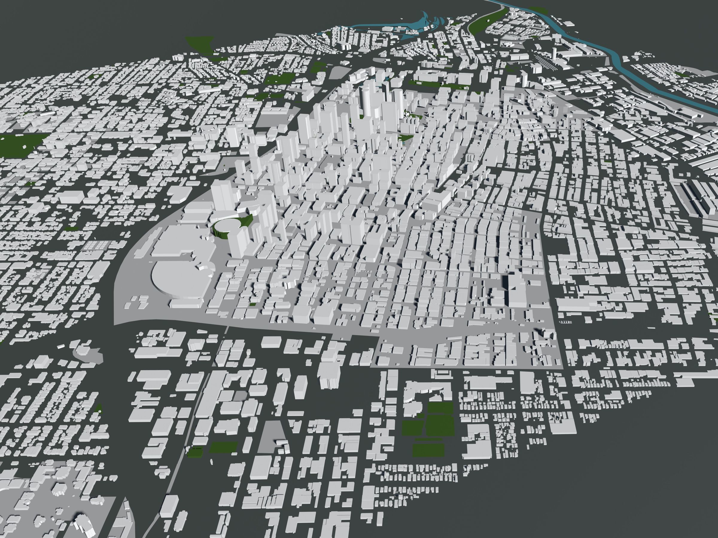 Los Angeles downtown USA - mass buildings 3D model_3