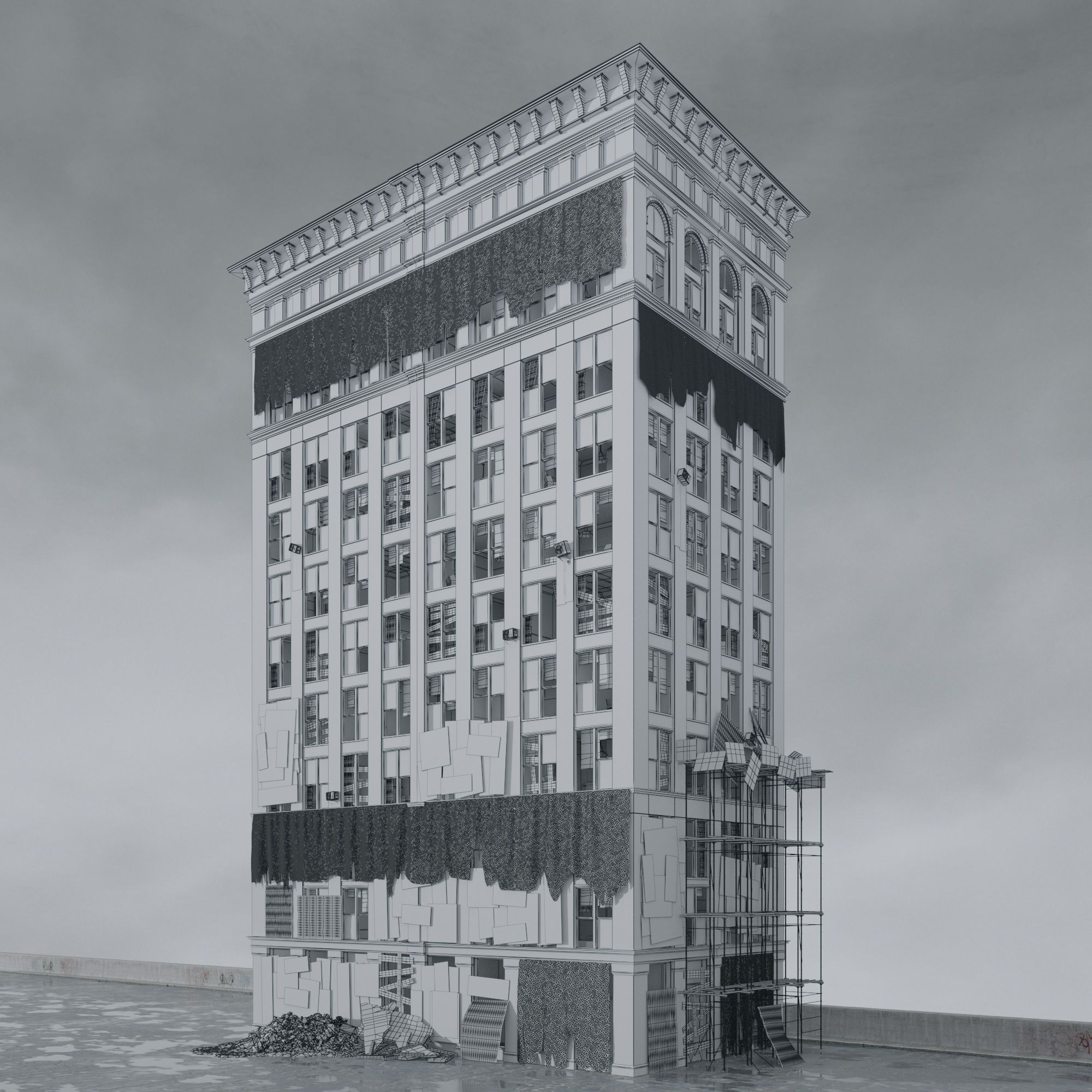 Archmodels vol 265 - collection of post apocalyptic buildings 3D model_68