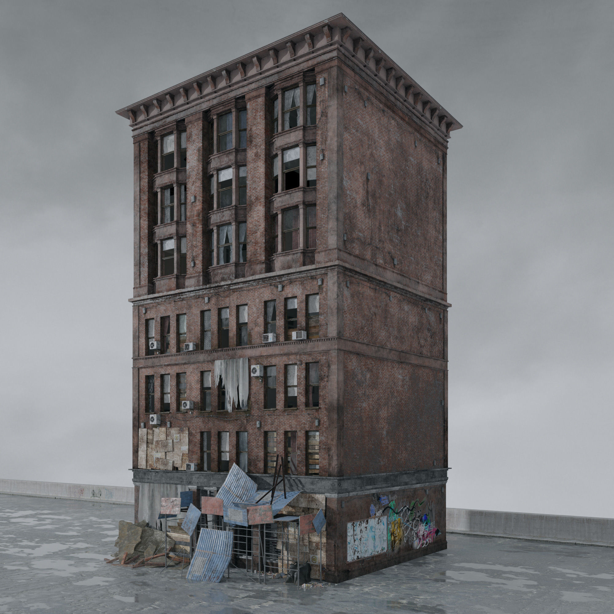 Archmodels vol 265 - collection of post apocalyptic buildings 3D model_37