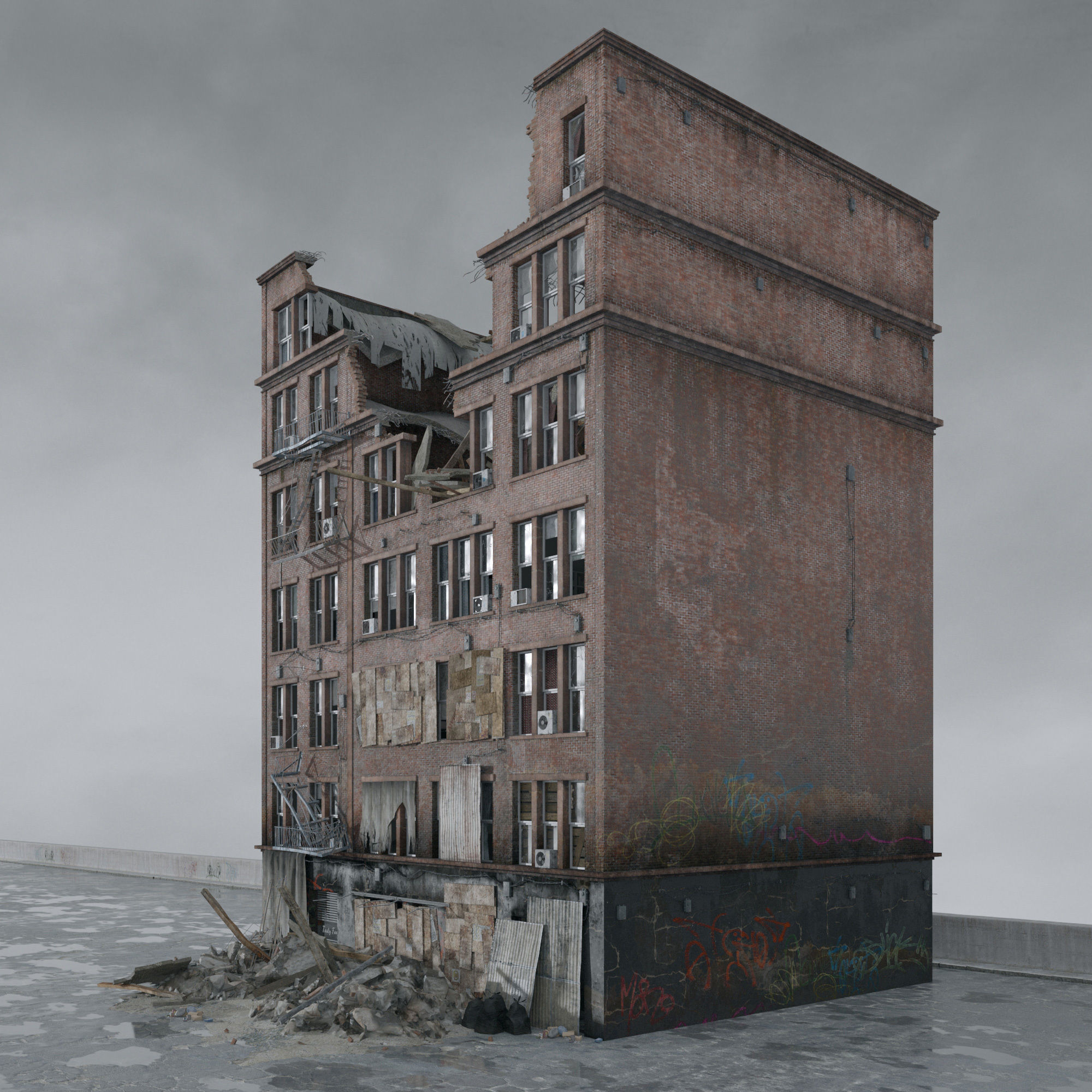 Archmodels vol 265 - collection of post apocalyptic buildings 3D model_55