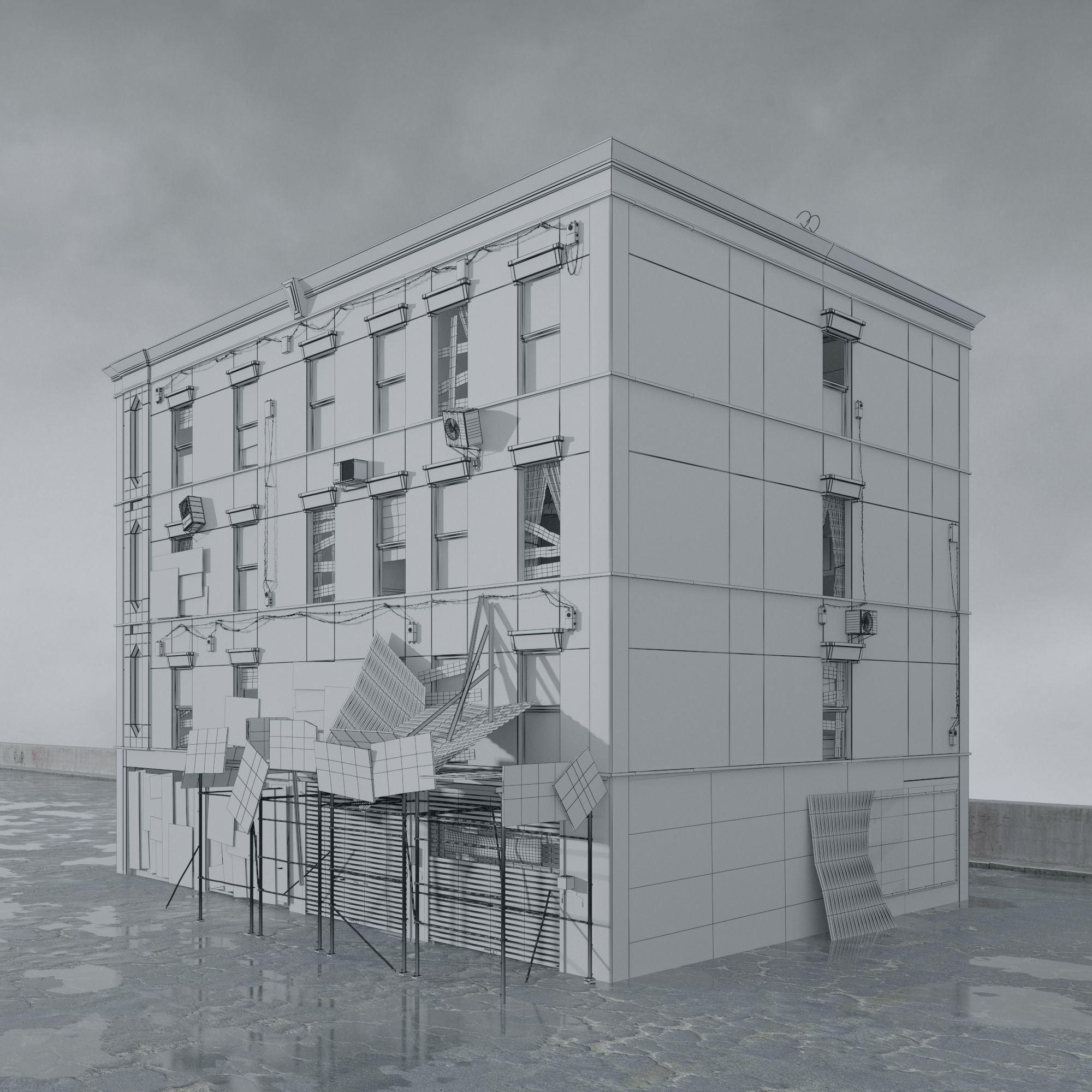 Archmodels vol 265 - collection of post apocalyptic buildings 3D model_4