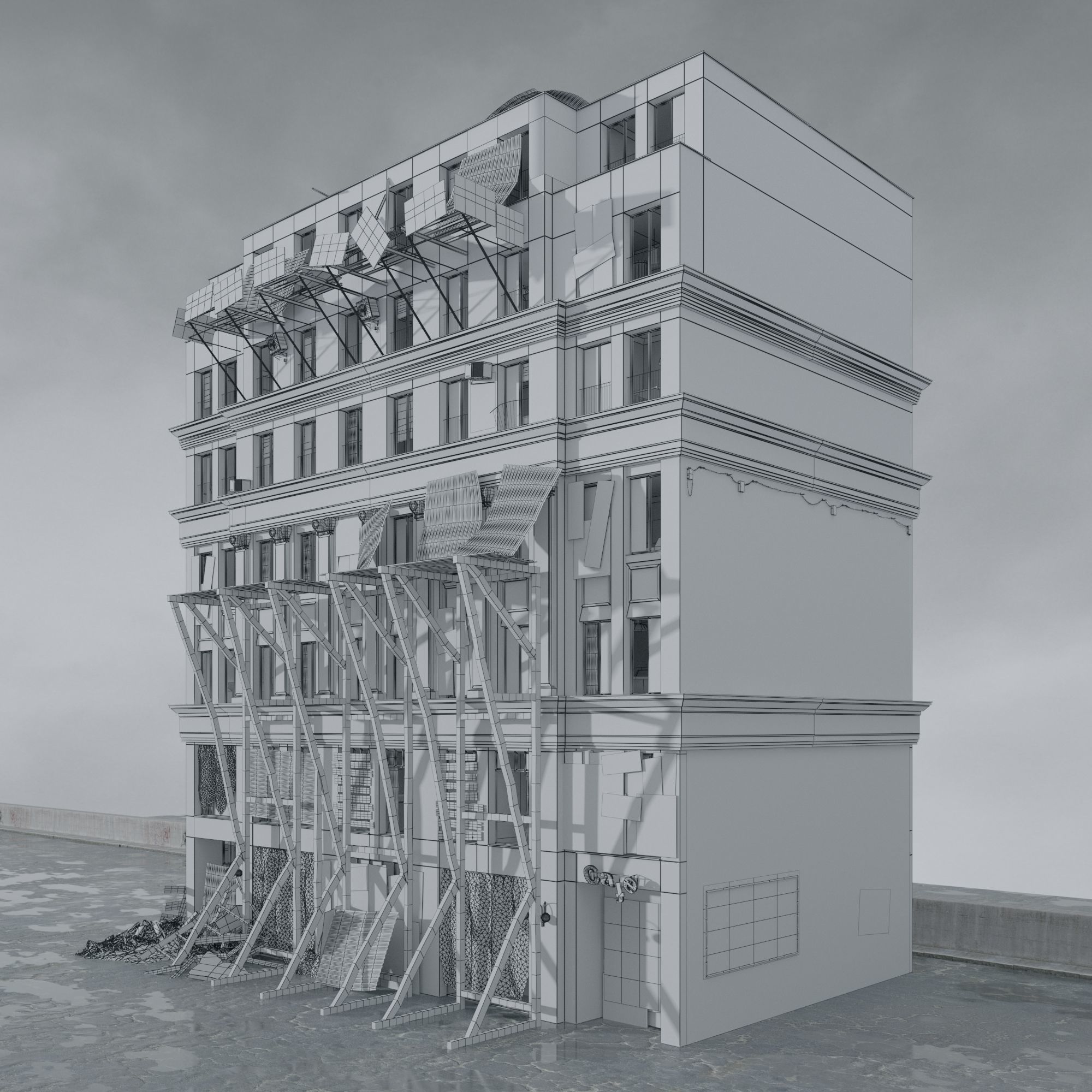 Archmodels vol 265 - collection of post apocalyptic buildings 3D model_66