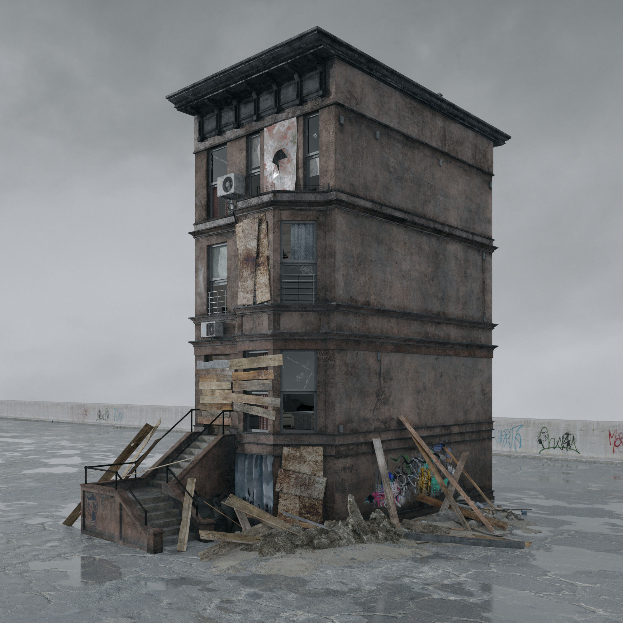 Archmodels vol 265 - collection of post apocalyptic buildings 3D model_35