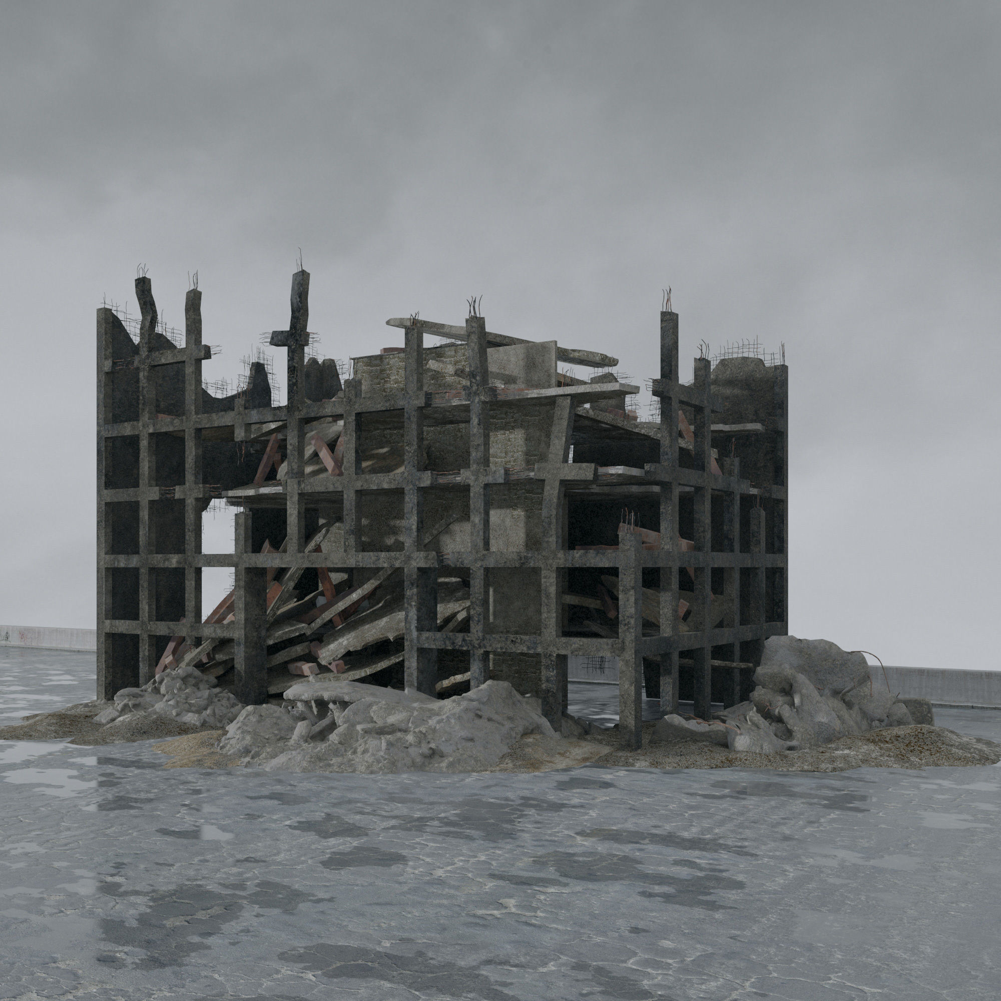 Archmodels vol 265 - collection of post apocalyptic buildings 3D model_45