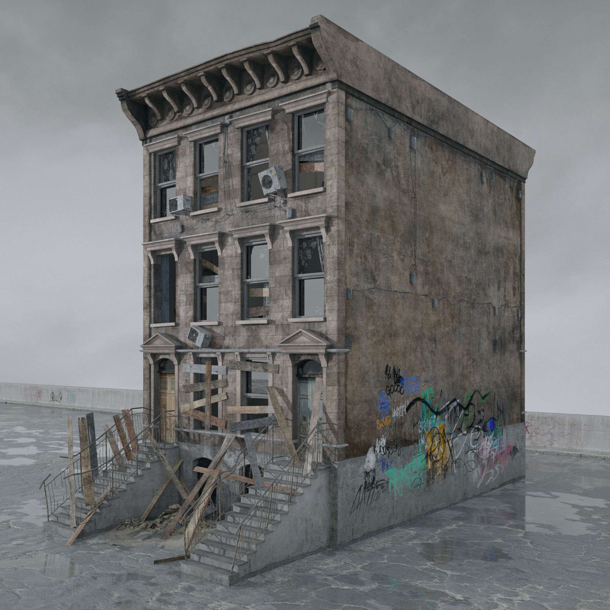Archmodels vol 265 - collection of post apocalyptic buildings 3D model_7