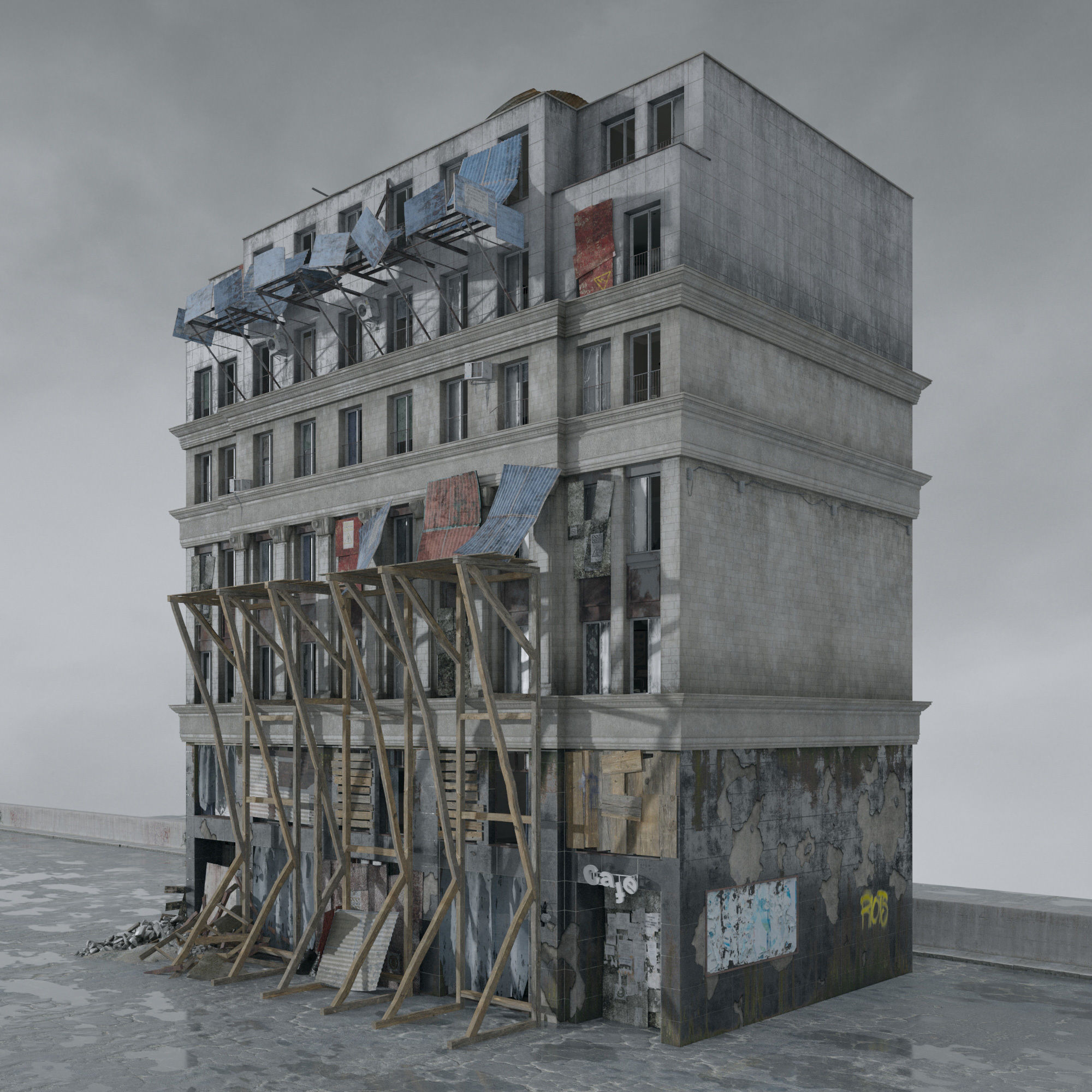 Archmodels vol 265 - collection of post apocalyptic buildings 3D model_65