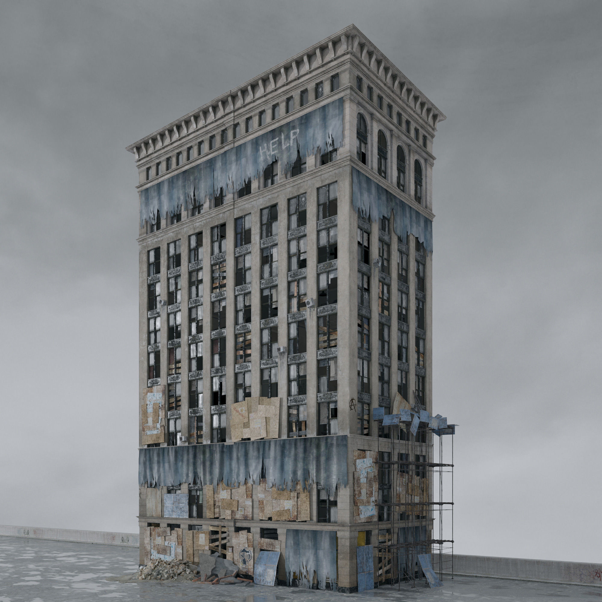 Archmodels vol 265 - collection of post apocalyptic buildings 3D model_67