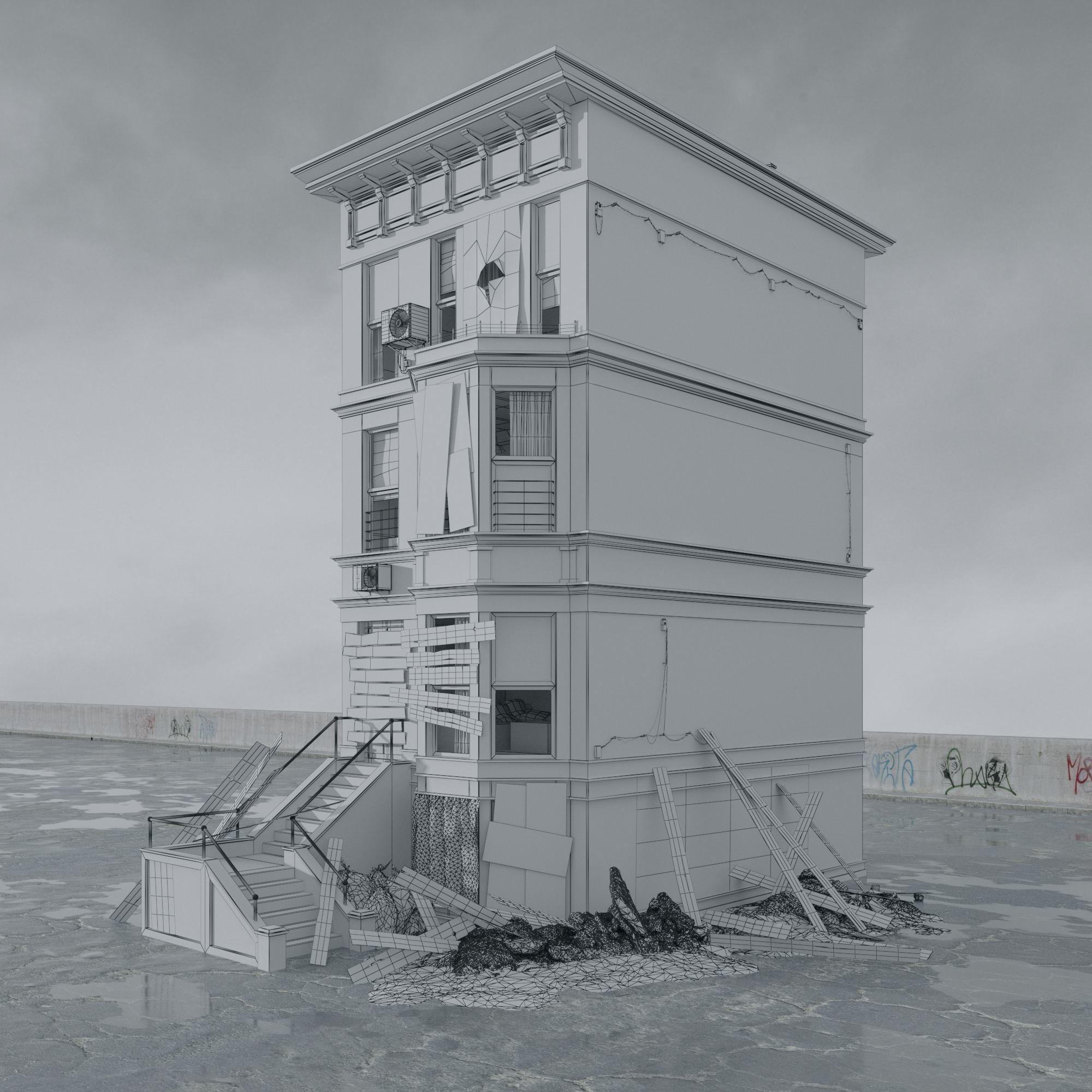 Archmodels vol 265 - collection of post apocalyptic buildings 3D model_36