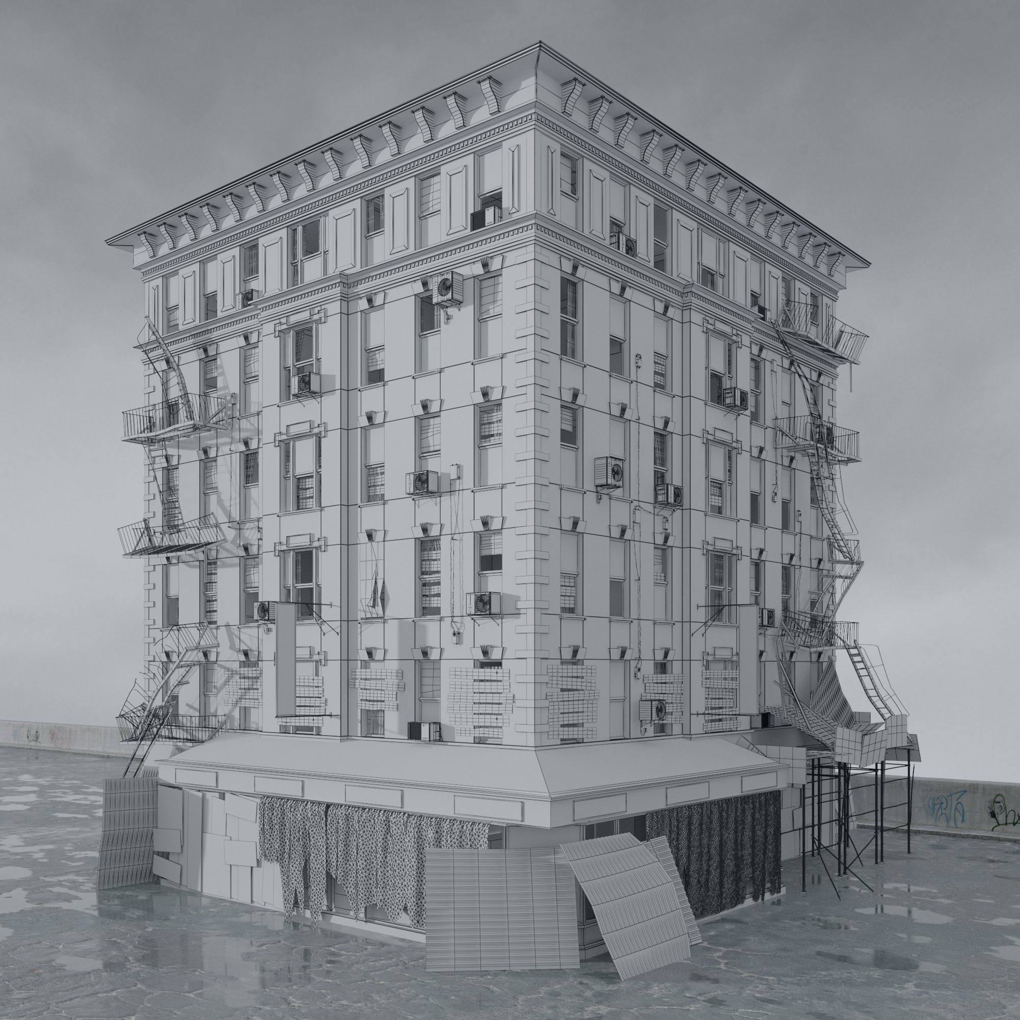 Archmodels vol 265 - collection of post apocalyptic buildings 3D model_52