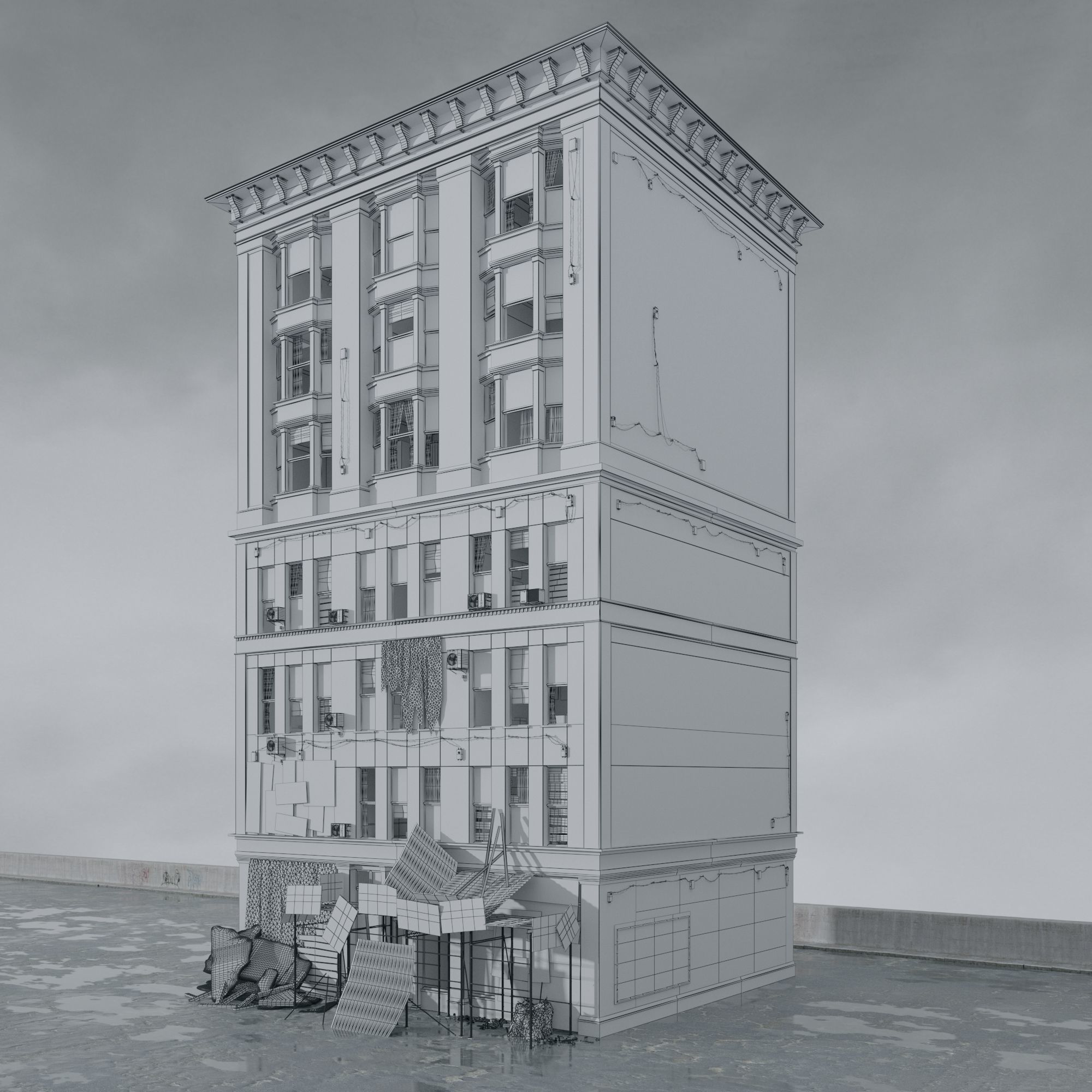 Archmodels vol 265 - collection of post apocalyptic buildings 3D model_38