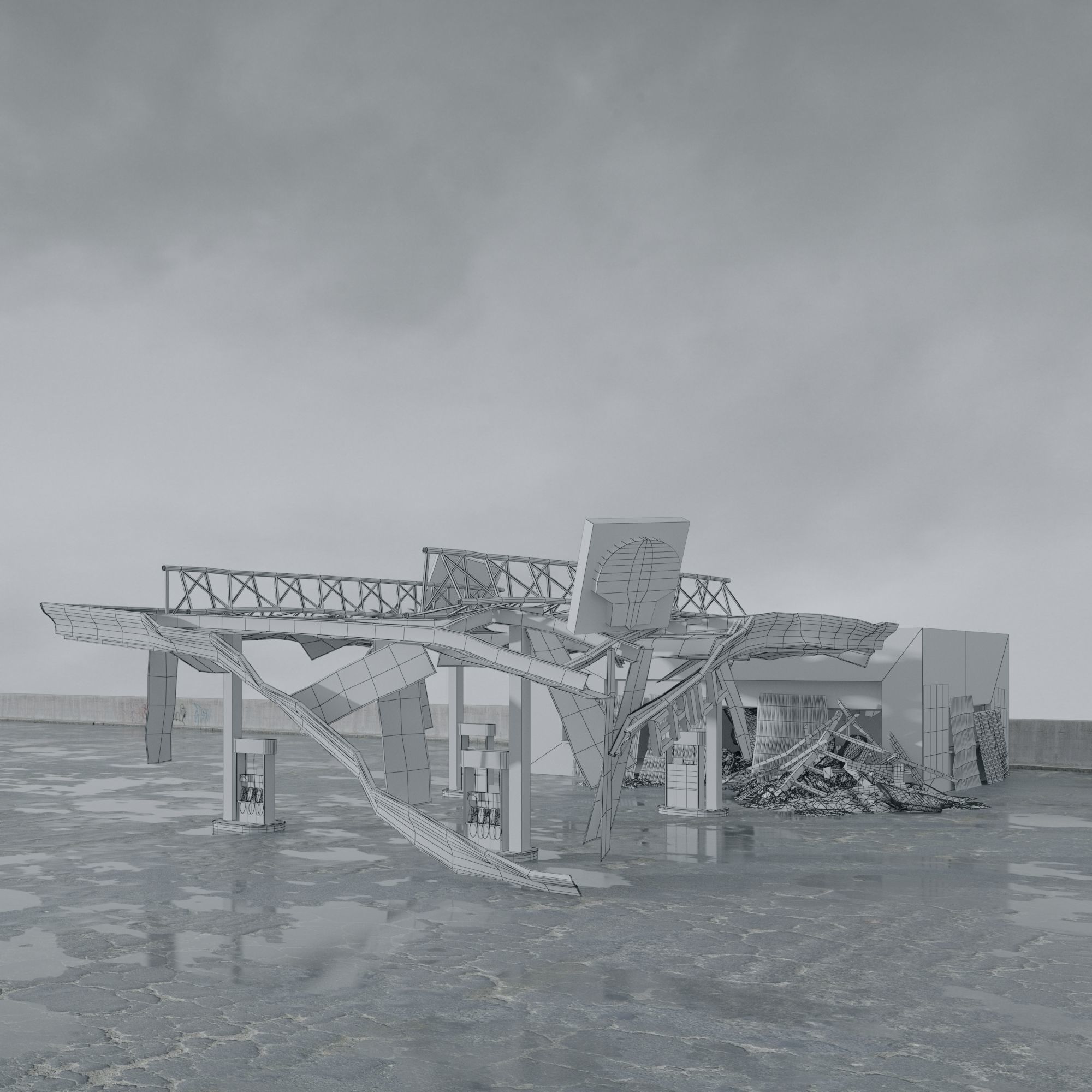 Archmodels vol 265 - collection of post apocalyptic buildings 3D model_42