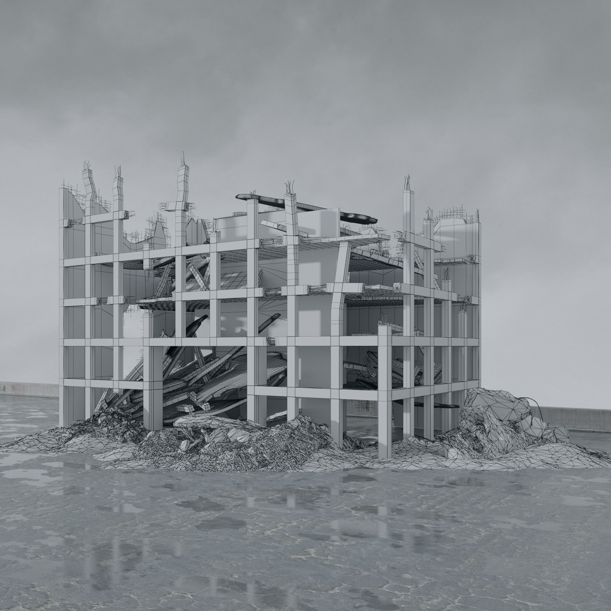 Archmodels vol 265 - collection of post apocalyptic buildings 3D model_46