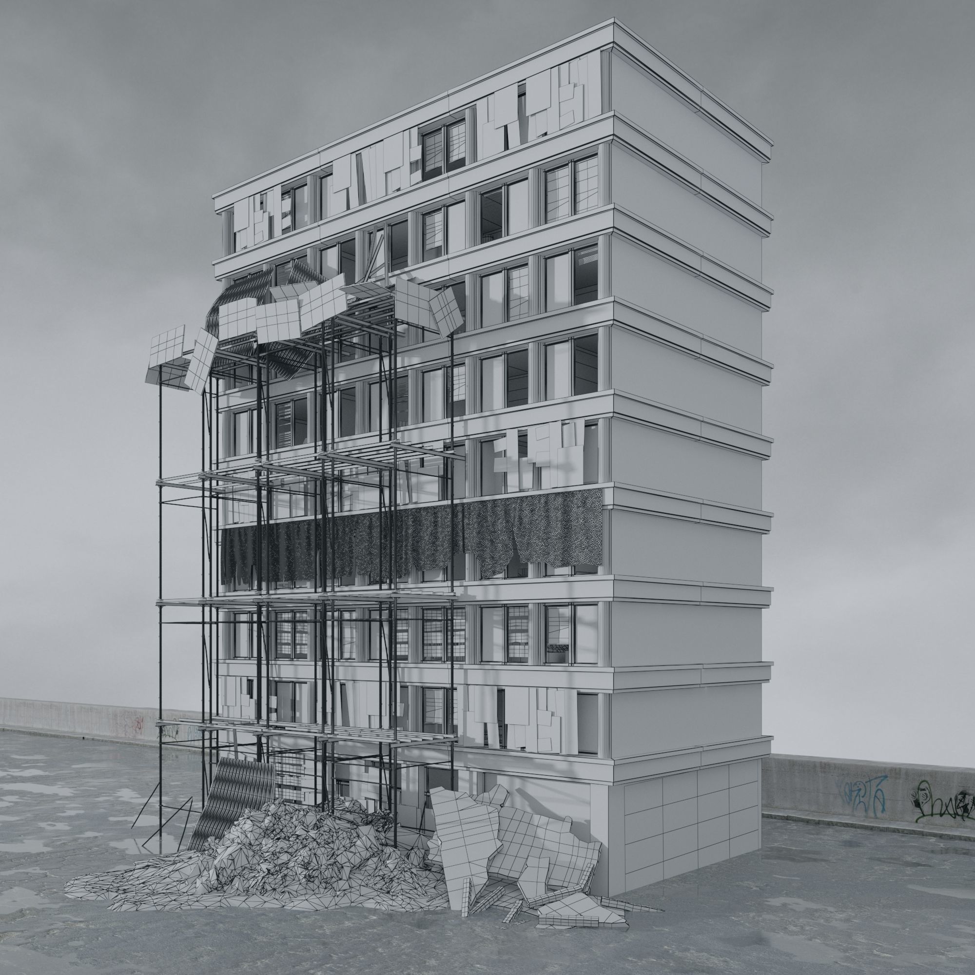 Archmodels vol 265 - collection of post apocalyptic buildings 3D model_50
