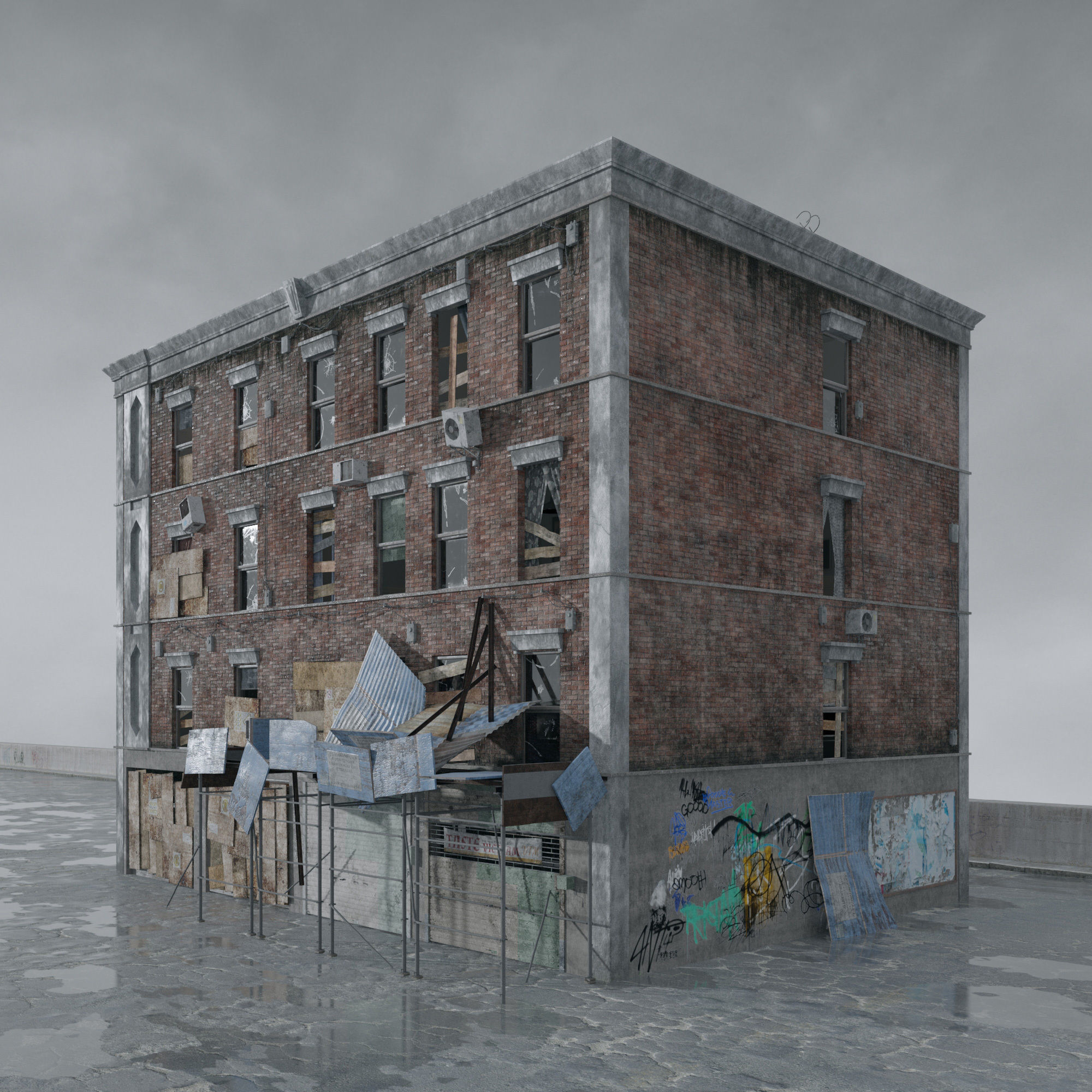 Archmodels vol 265 - collection of post apocalyptic buildings 3D model_3
