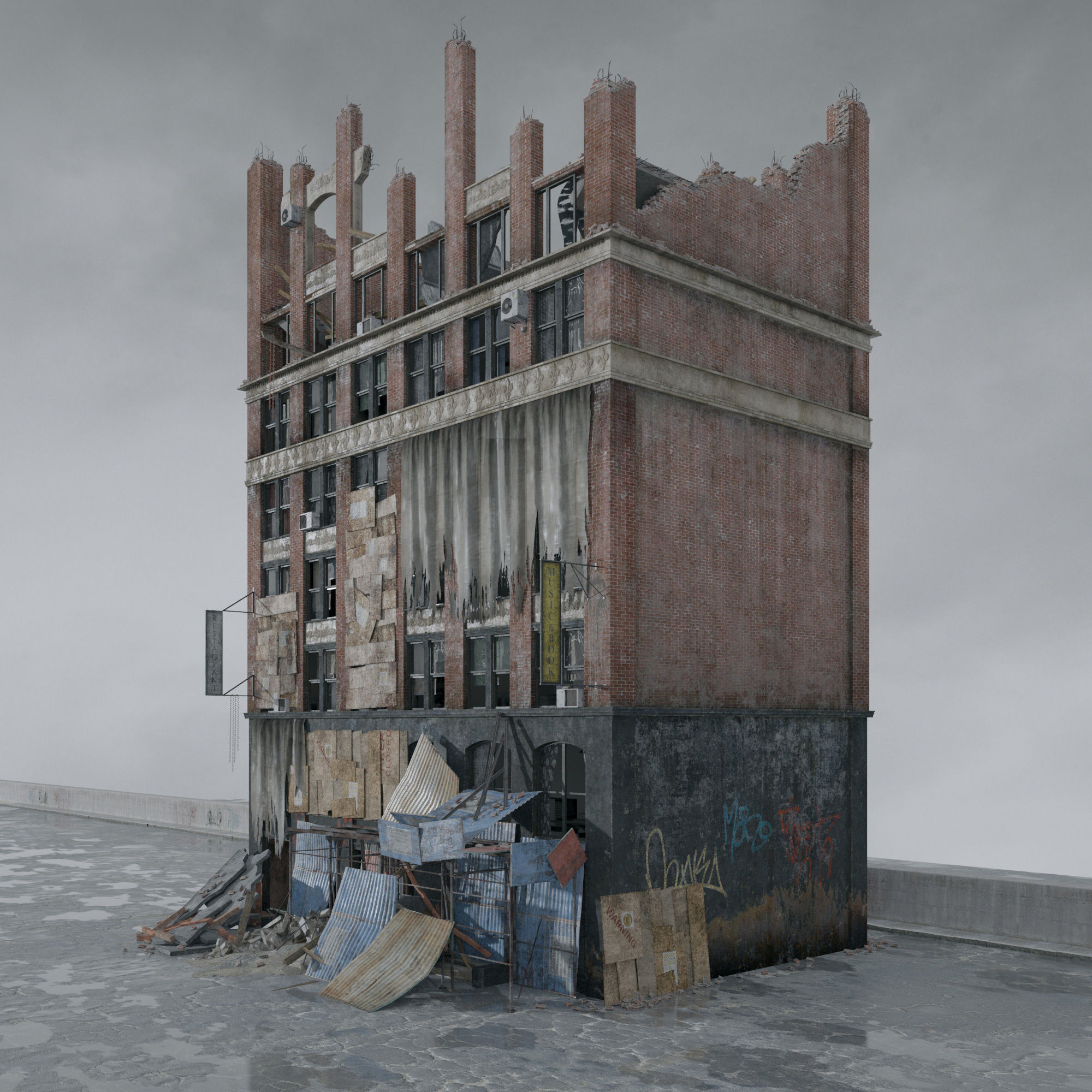 Archmodels vol 265 - collection of post apocalyptic buildings 3D model_63