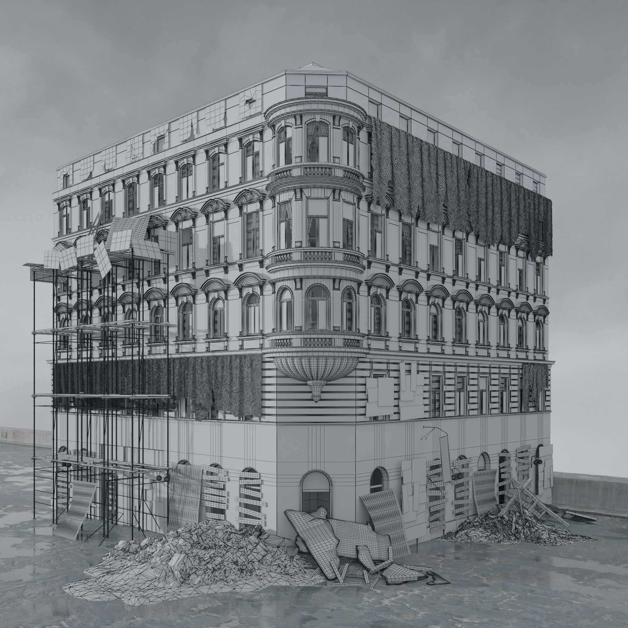 Archmodels vol 265 - collection of post apocalyptic buildings 3D model_20