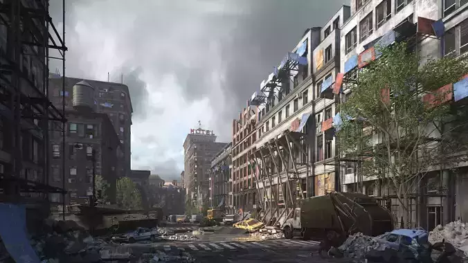 Archmodels vol 265 - collection of post apocalyptic buildings 3D model