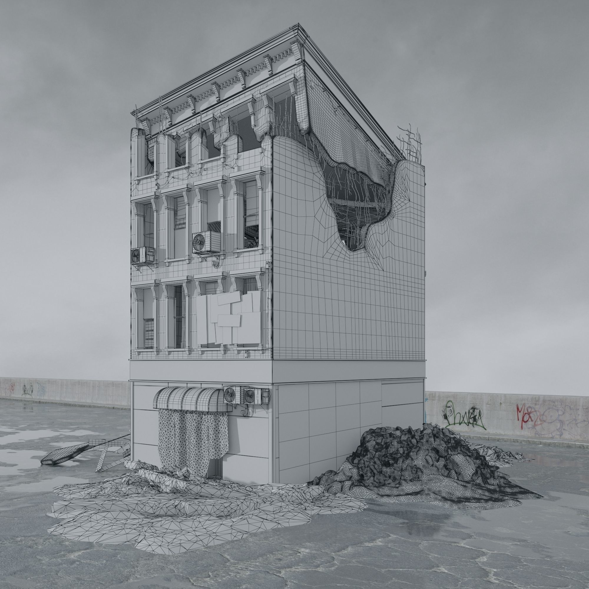 Archmodels vol 265 - collection of post apocalyptic buildings 3D model_30