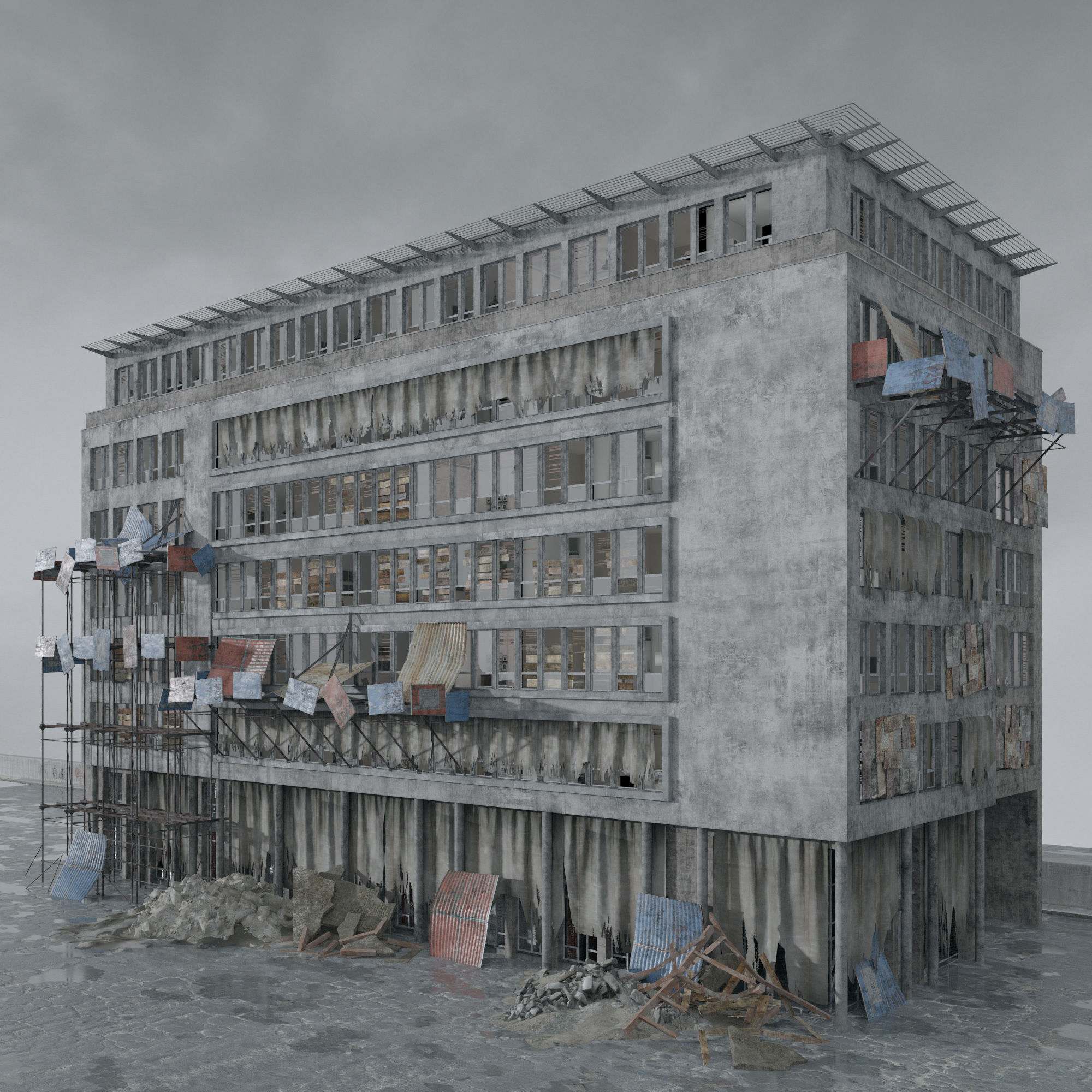 Archmodels vol 265 - collection of post apocalyptic buildings 3D model_53