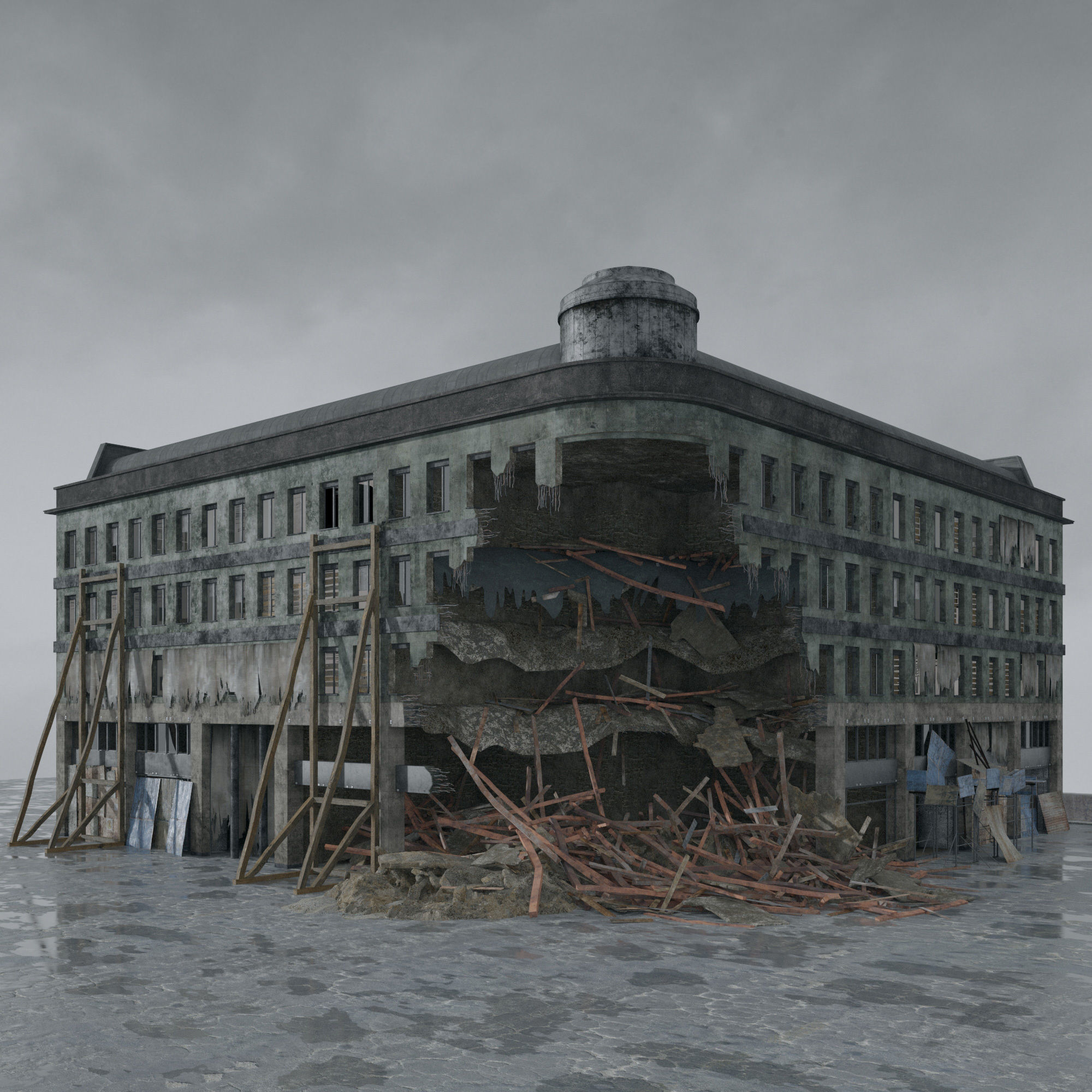 Archmodels vol 265 - collection of post apocalyptic buildings 3D model_39