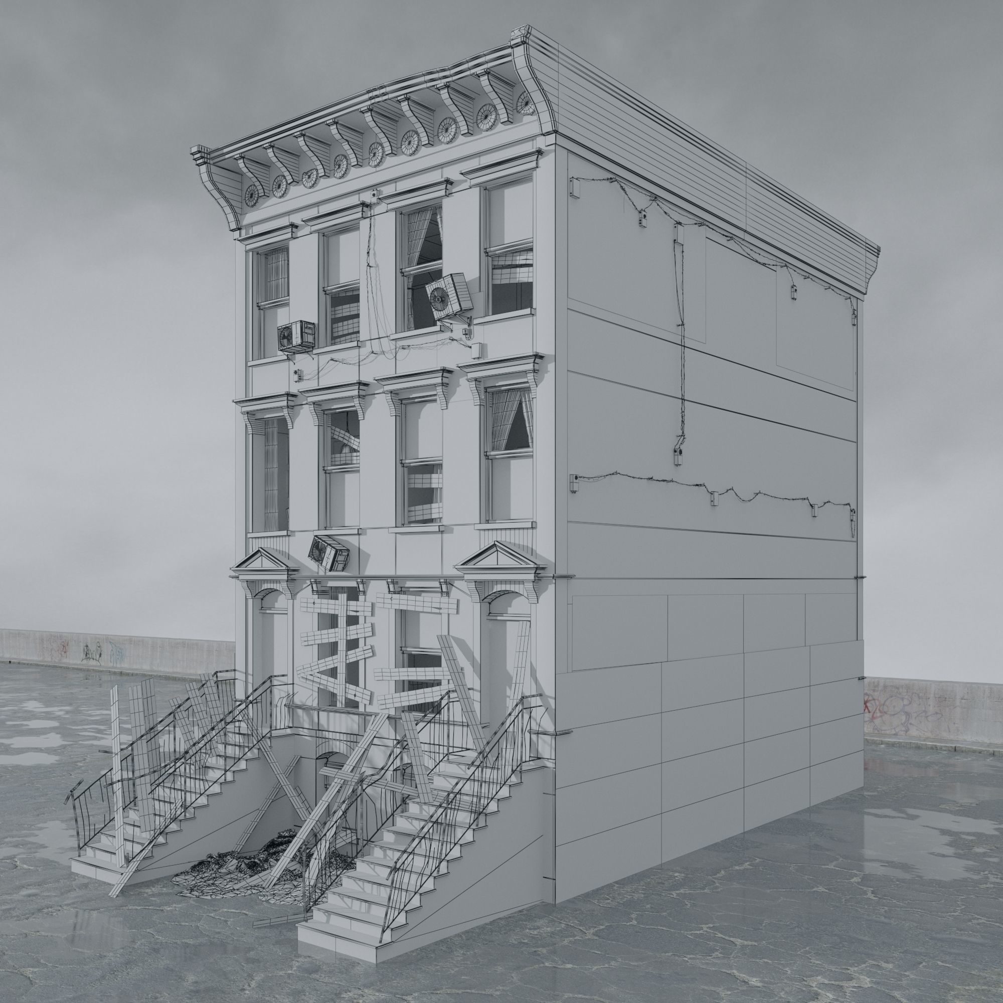 Archmodels vol 265 - collection of post apocalyptic buildings 3D model_8