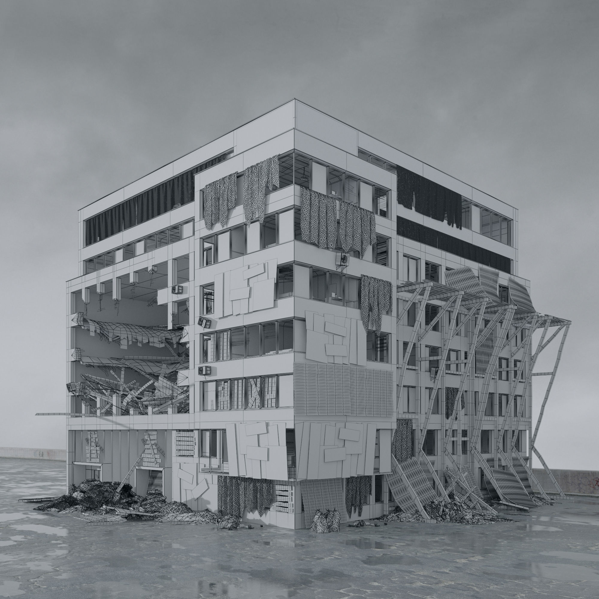 Archmodels vol 265 - collection of post apocalyptic buildings 3D model_58