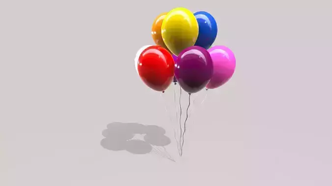 Balloons 9 colors Low-poly 3D model