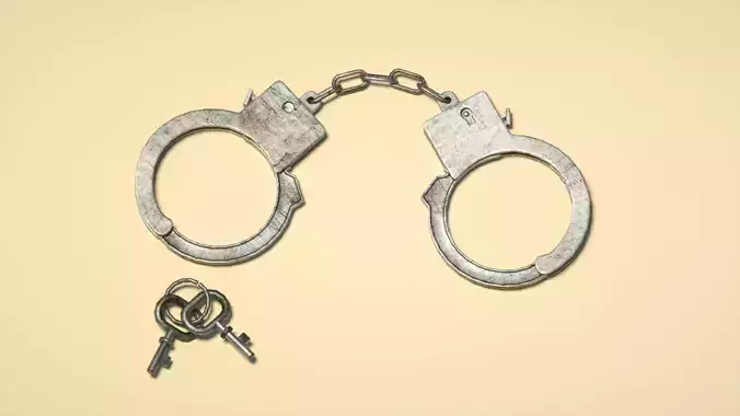 Handcuffs  silver bracelet props C4D model