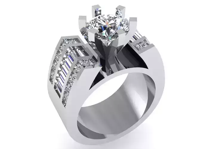 One stone diamond ring 3007 3D print model
